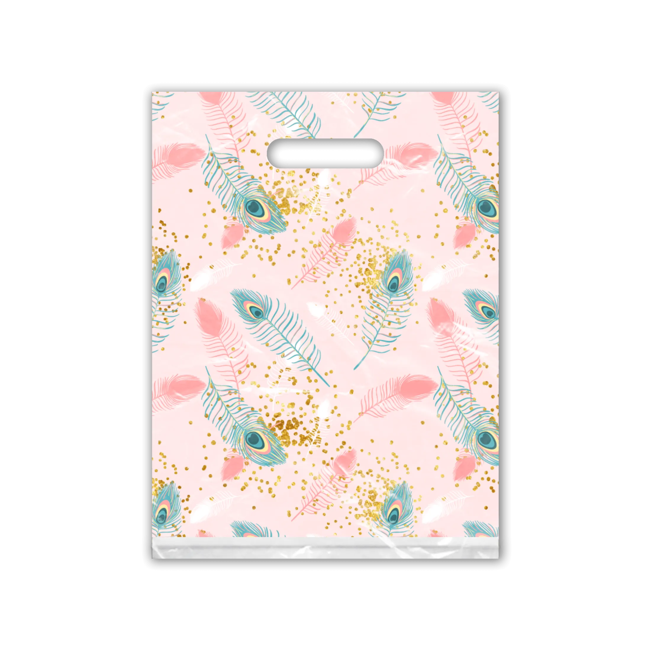 12x15 Pink Peacock Designer Poly Plastic Merchandise Bags Premium Printed Bags