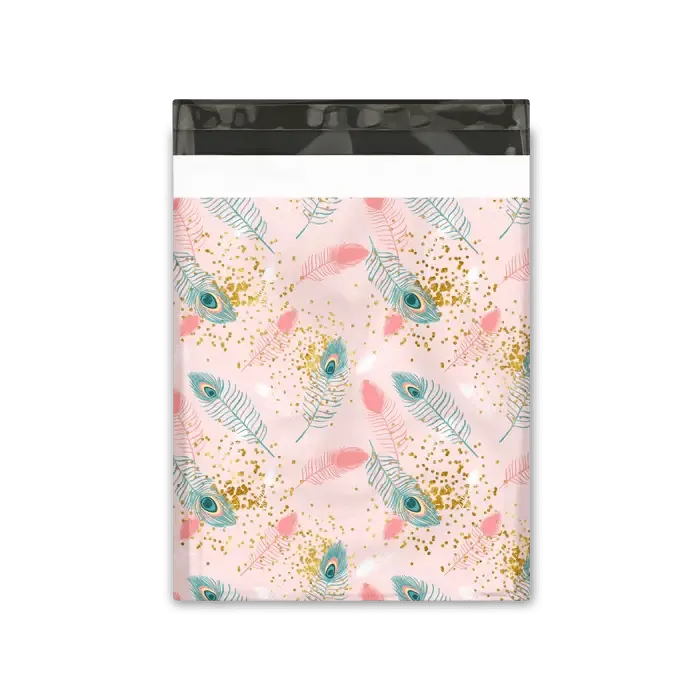 12x15" Pink Peacock Designer Poly Mailers Shipping Envelopes Premium Printed Bags