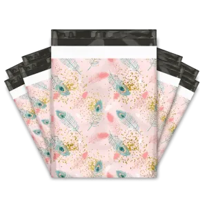 12x15" Pink Peacock Designer Poly Mailers Shipping Envelopes Premium Printed Bags