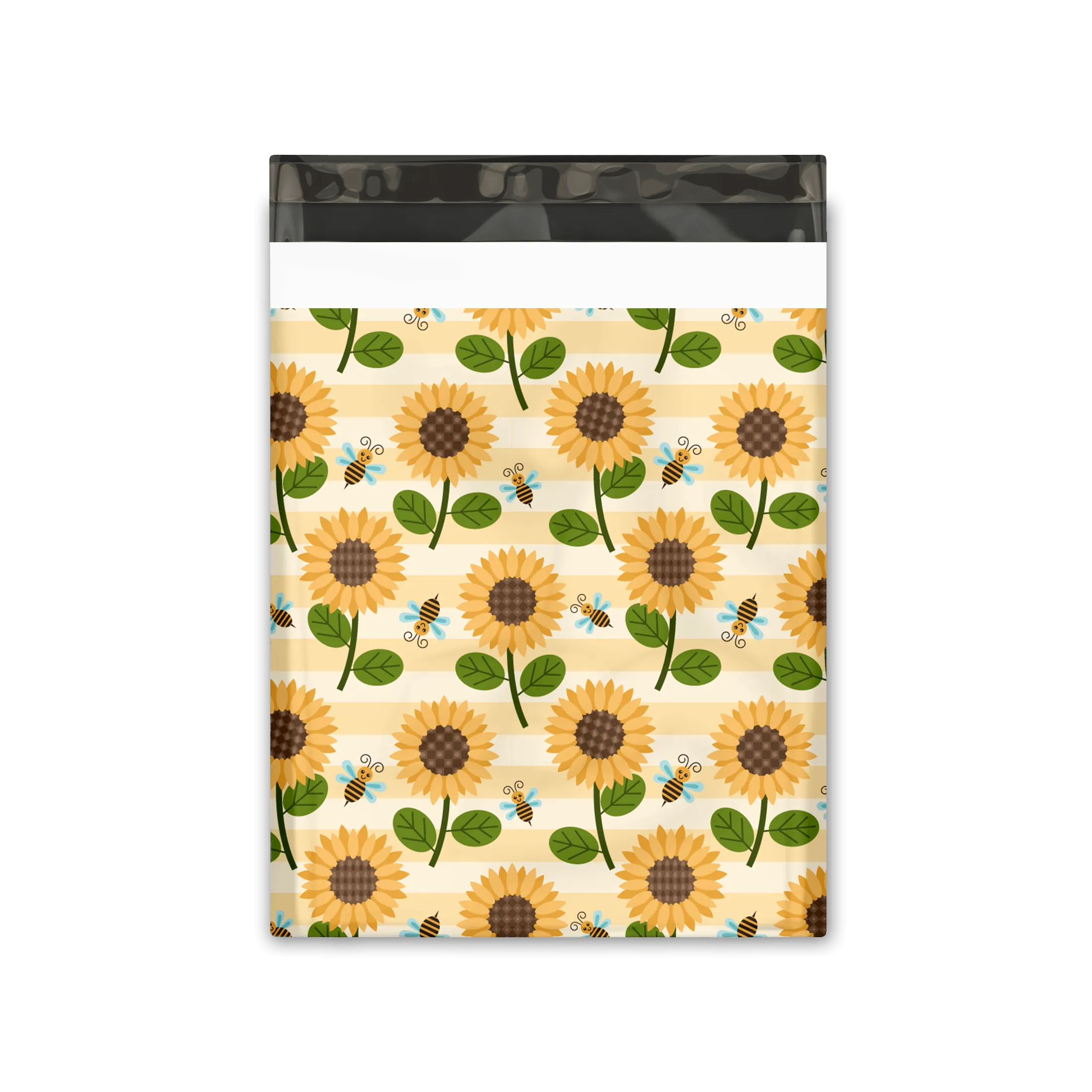 12x15" Sunflowers and Bees Designer Poly Mailers Shipping Envelopes Premium Printed Bags