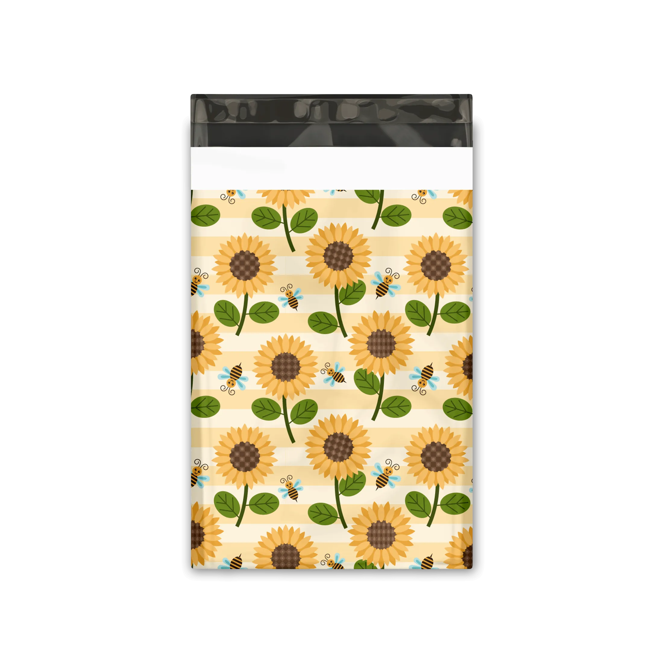 6x9" Sunflowers and Bumble Bees Designer Poly Mailers Shipping Envelopes Premium Printed Bags