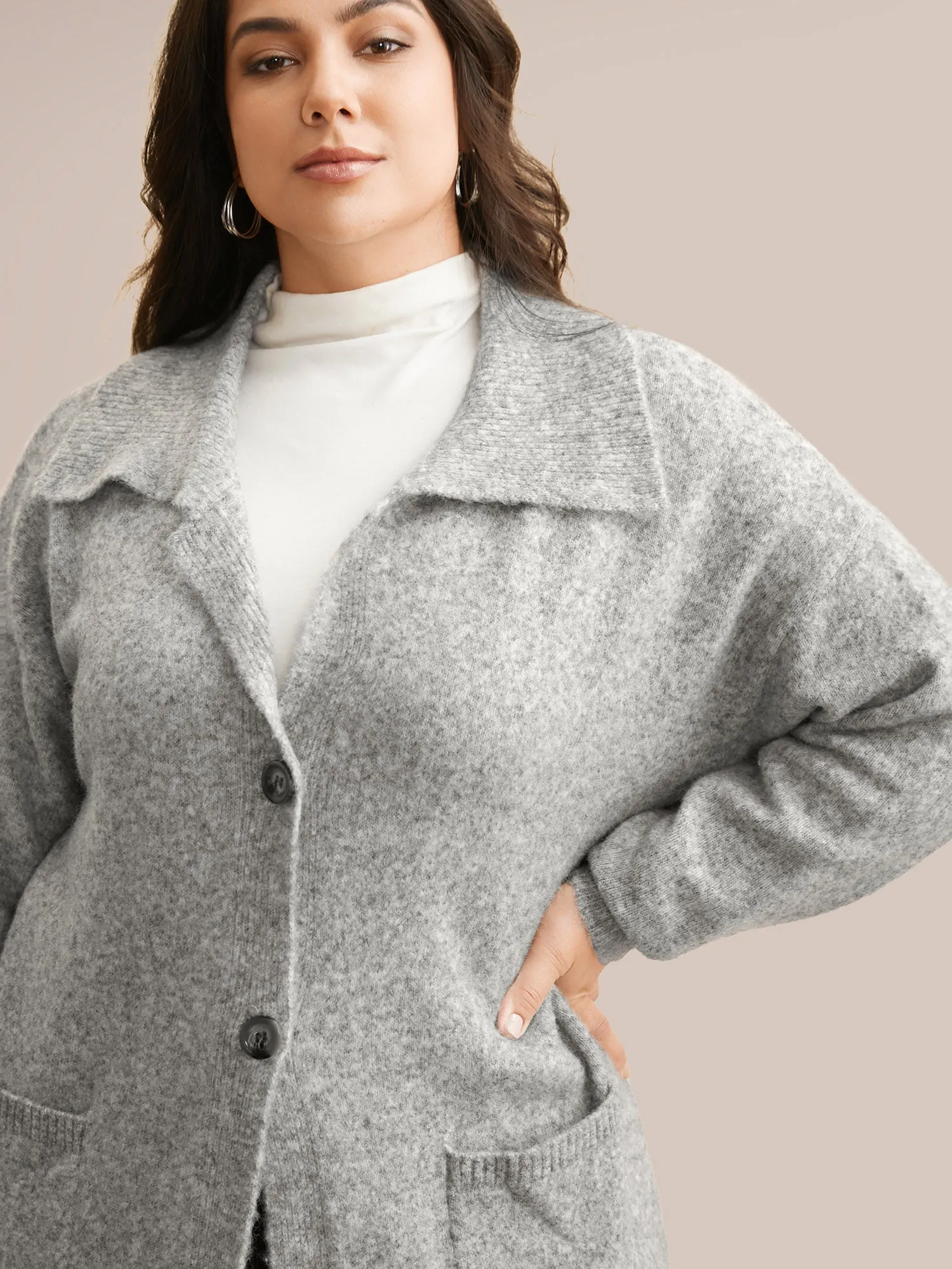 Airy Cozy Lapel Collar Pocket Wool Cardigan