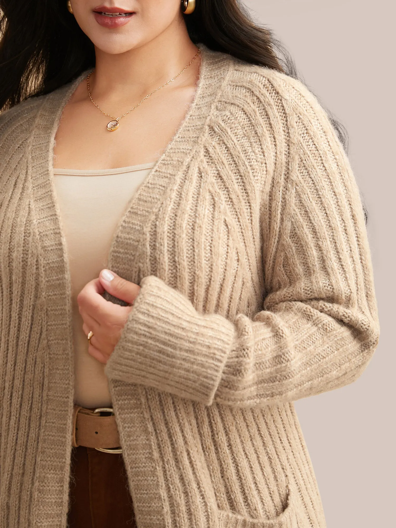 Airy Cozy Solid Raglan Sleeve Wool Cardigan