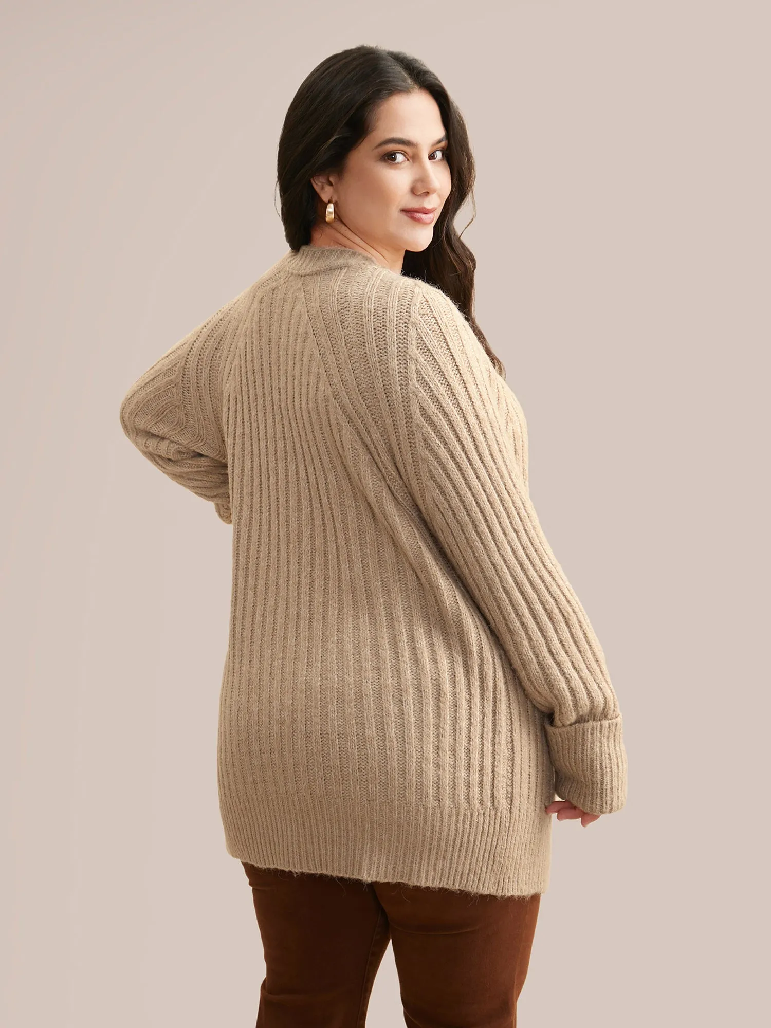 Airy Cozy Solid Raglan Sleeve Wool Cardigan