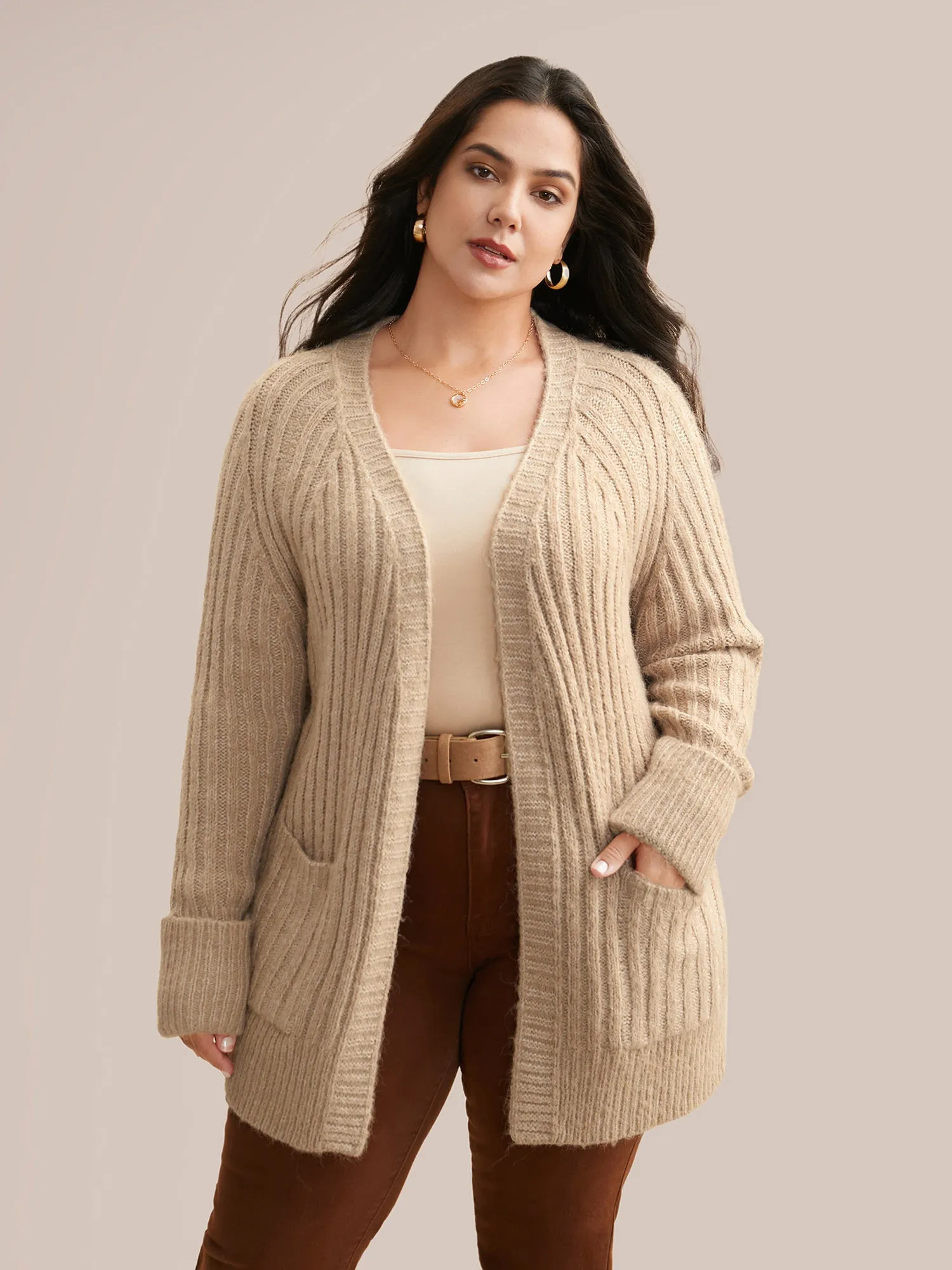 Airy Cozy Solid Raglan Sleeve Wool Cardigan