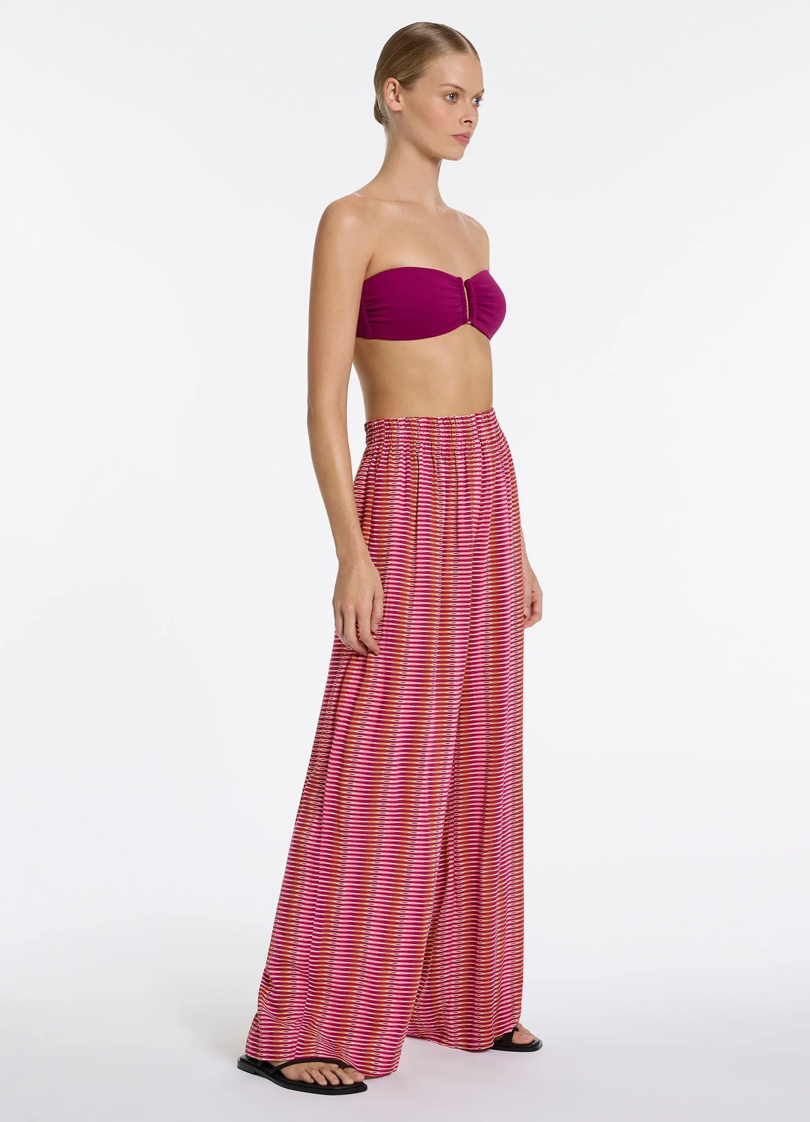 Alessia Geo Wide Leg Pant - Peony