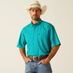 Ariat Men's Judd Turquoise Print Short Sleeve Classic Fit Button-Down Shirt