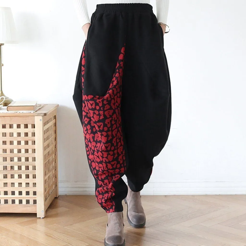 Babakud Women Winter Woolen Retro Harem Pants