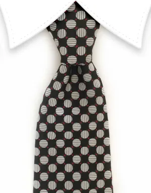 Black & Silver Geometric Dot Tie