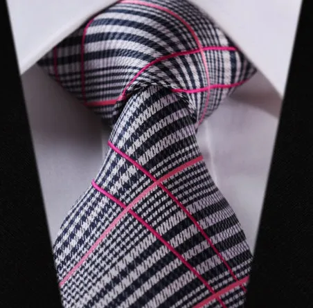 Black, Pink & Silver Plaid Tie