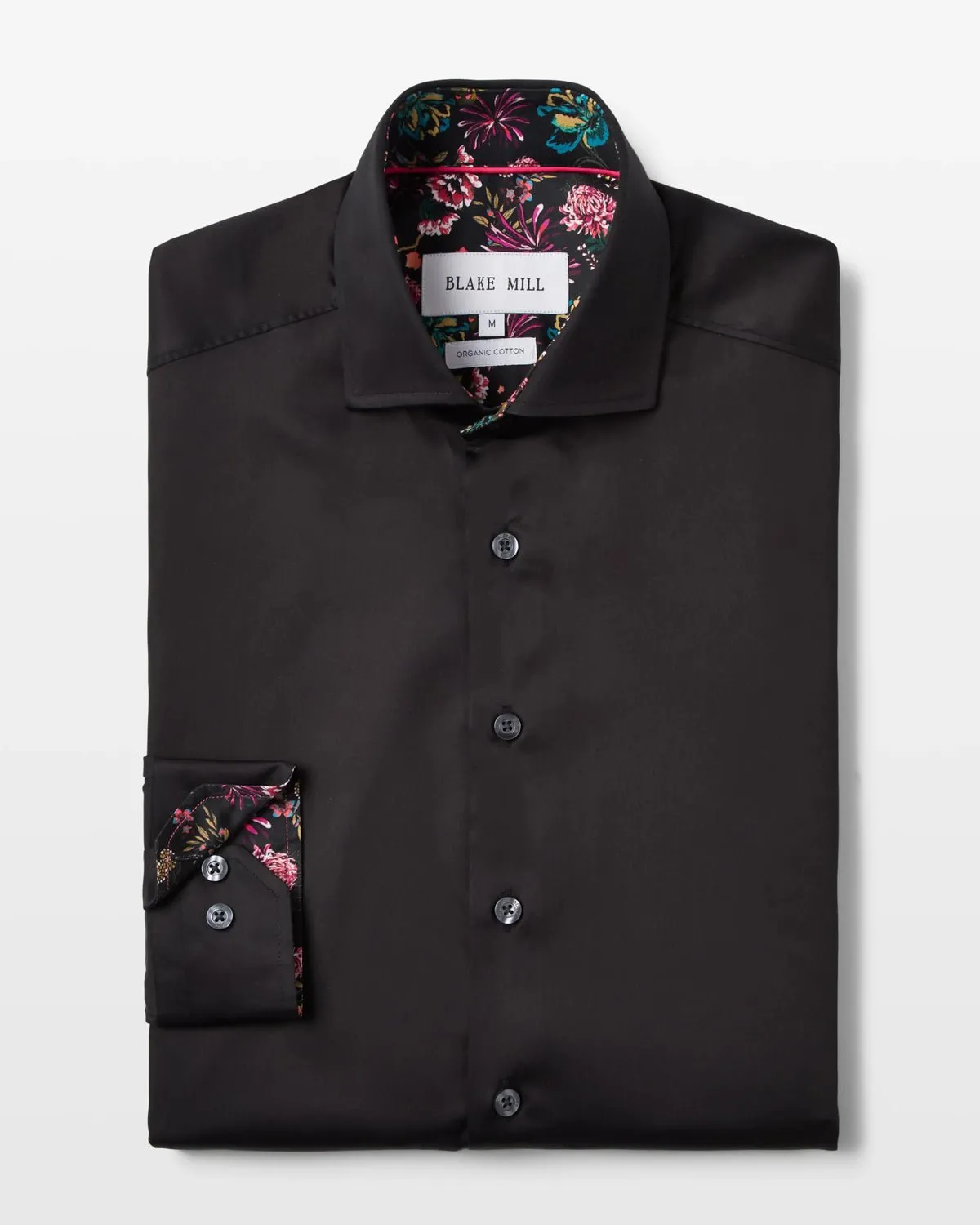 Black Sateen Shirt with Midnight Garden Accents