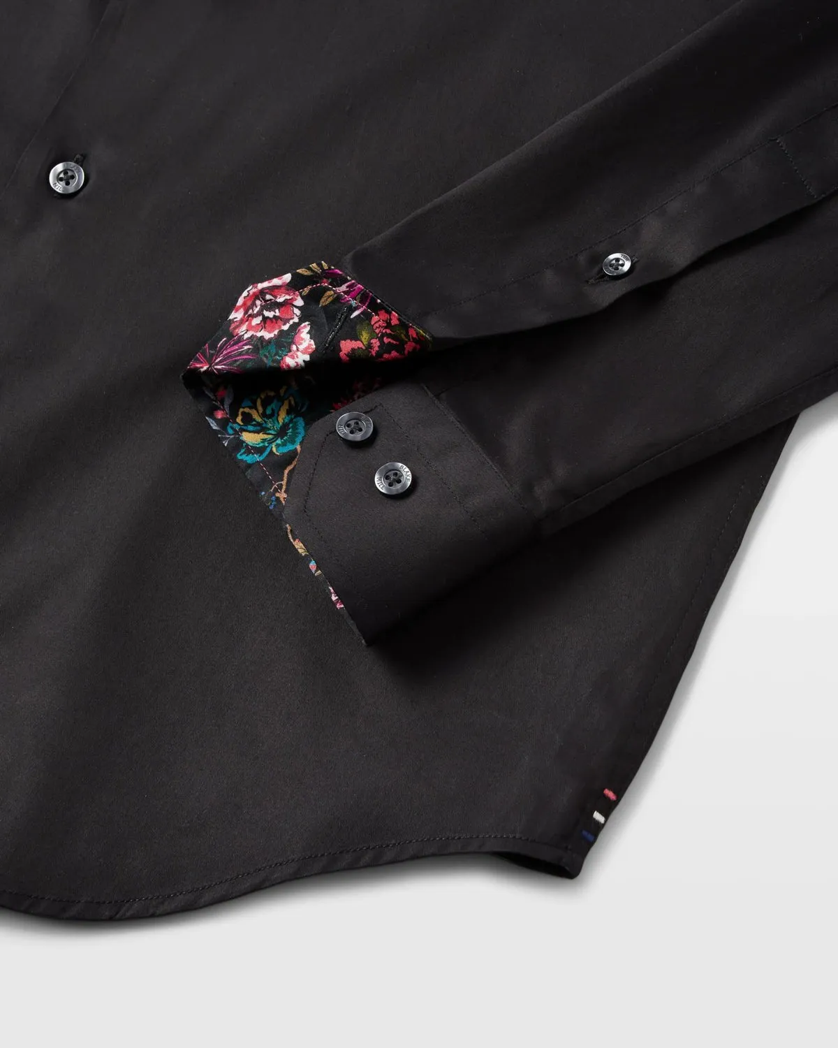 Black Sateen Shirt with Midnight Garden Accents