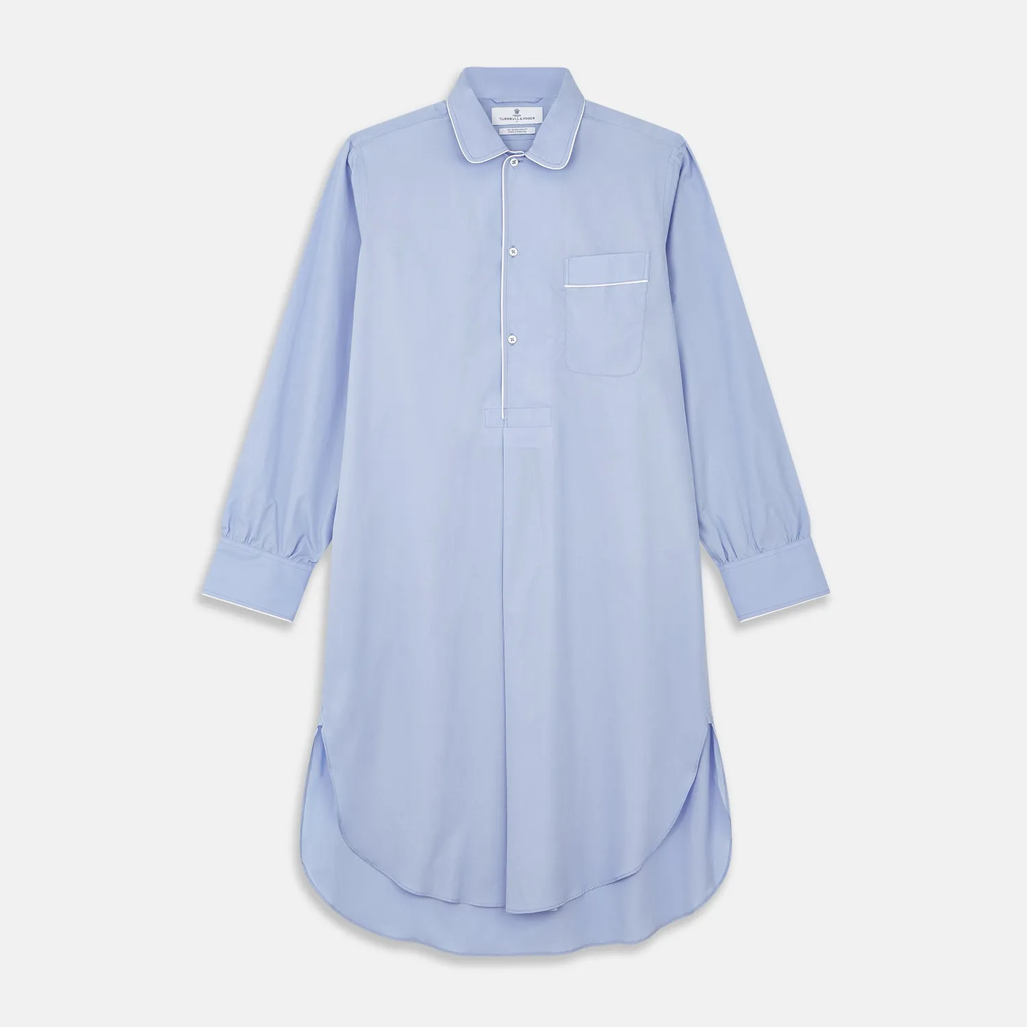 Blue Piped Sea Island Quality Cotton Nightshirt