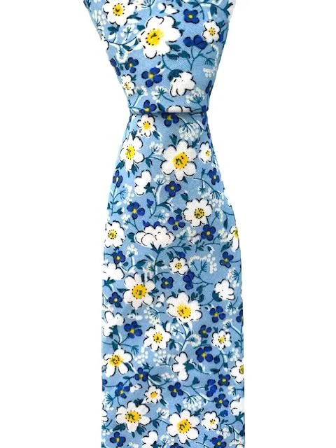 Blue, White and Yellow Floral Tie