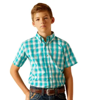 Boy's Ariat Pro Jace Ss Shirt Turquoise