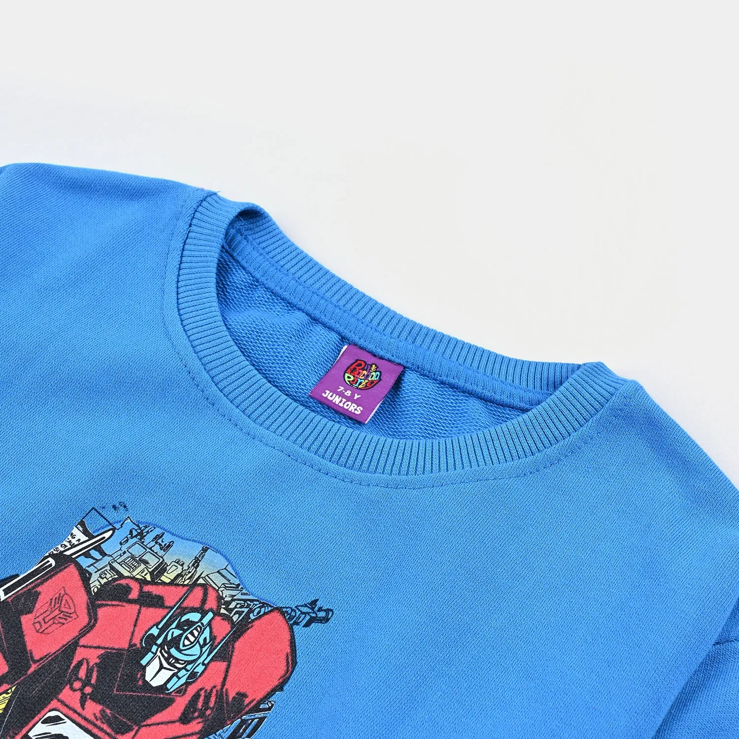 Boys Cotton Terry Sweatshirt Transformer-Blue