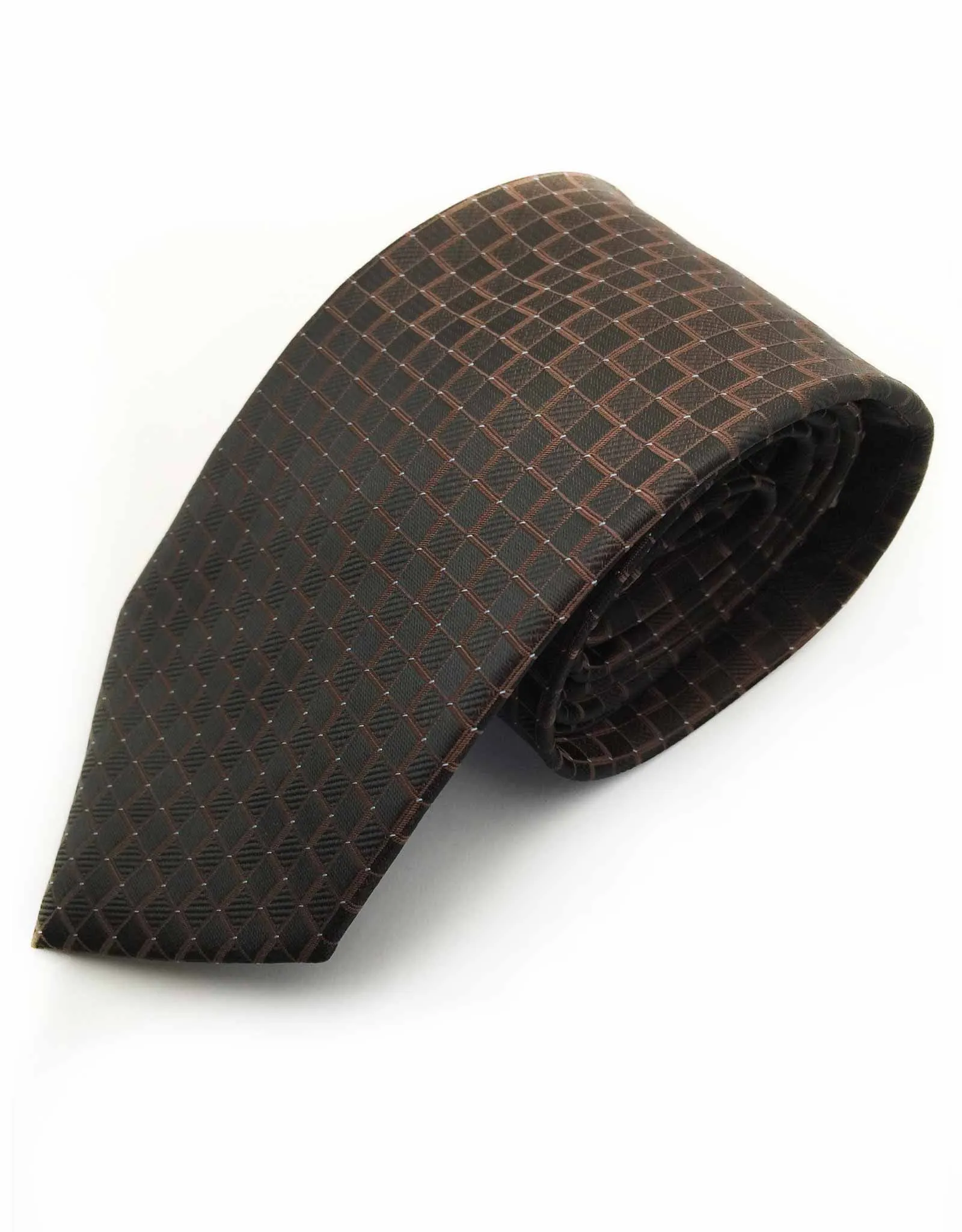 Brown Necktie with Squares