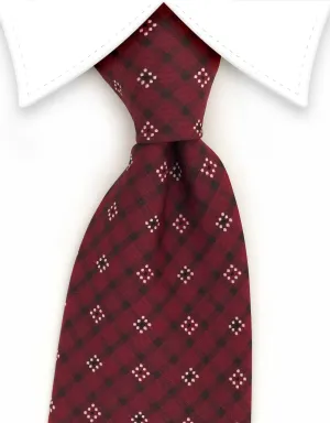 Burgundy Red and Black Geometric Tie