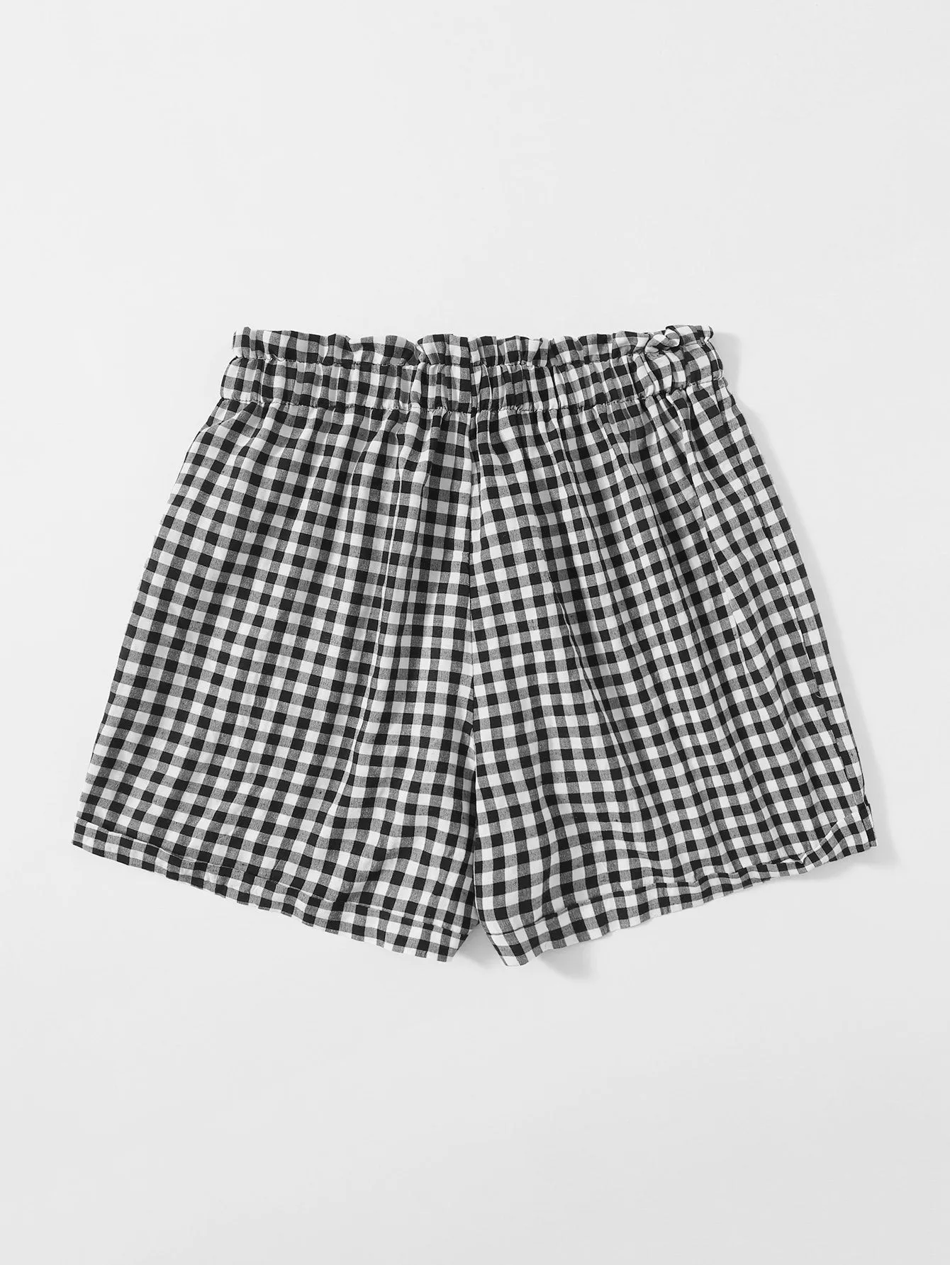 Casual Gingham Button Front High Waist Women Shorts