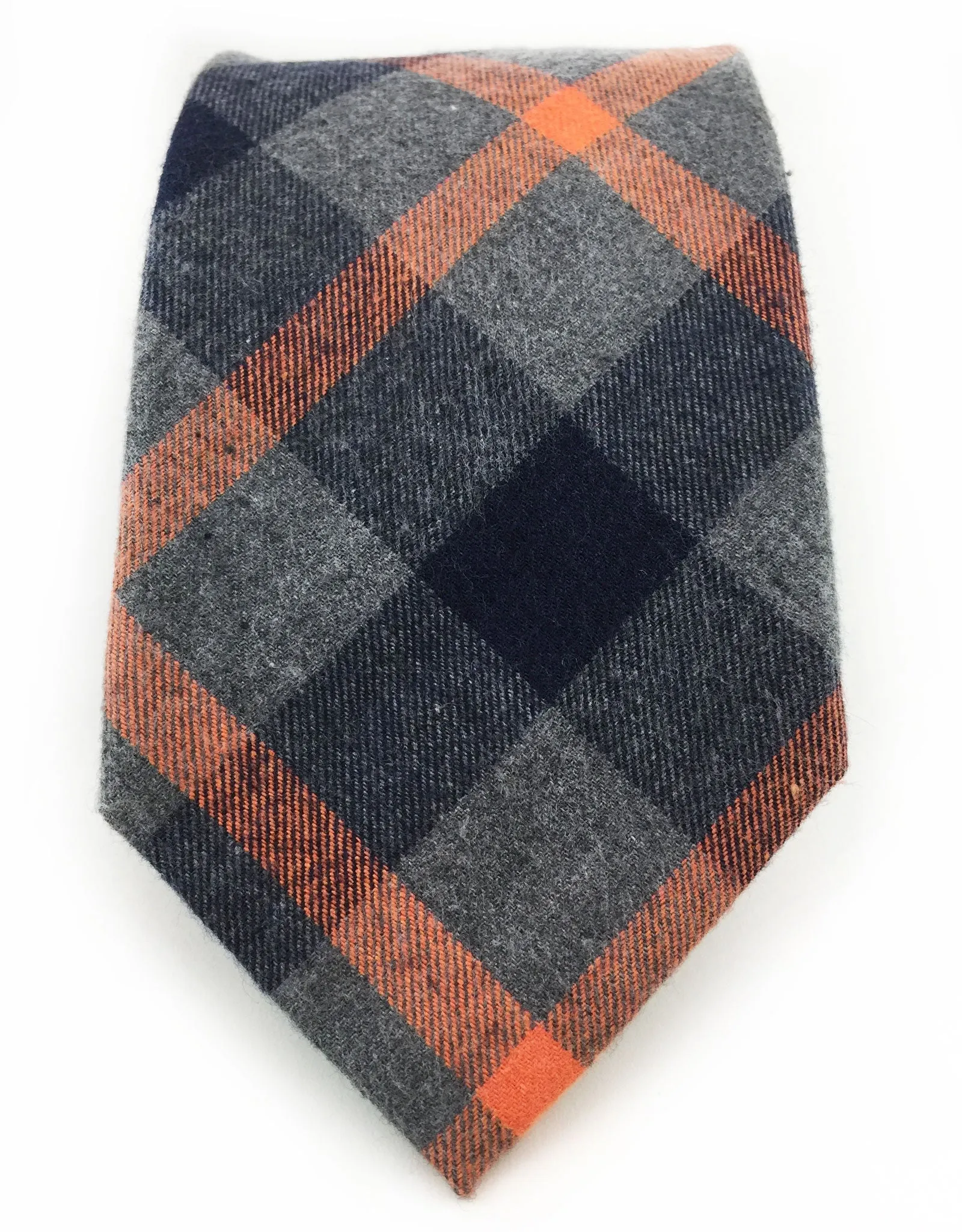 Charcoal Gray, Orange & Black Cotton Tie