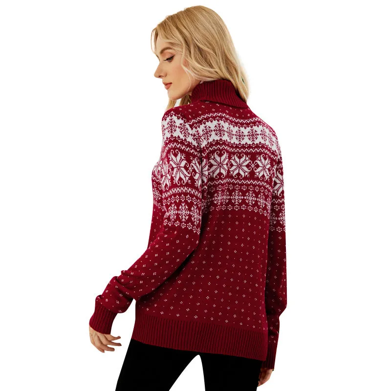 Christmas Snowflake Fair Isle Turtleneck Sweater