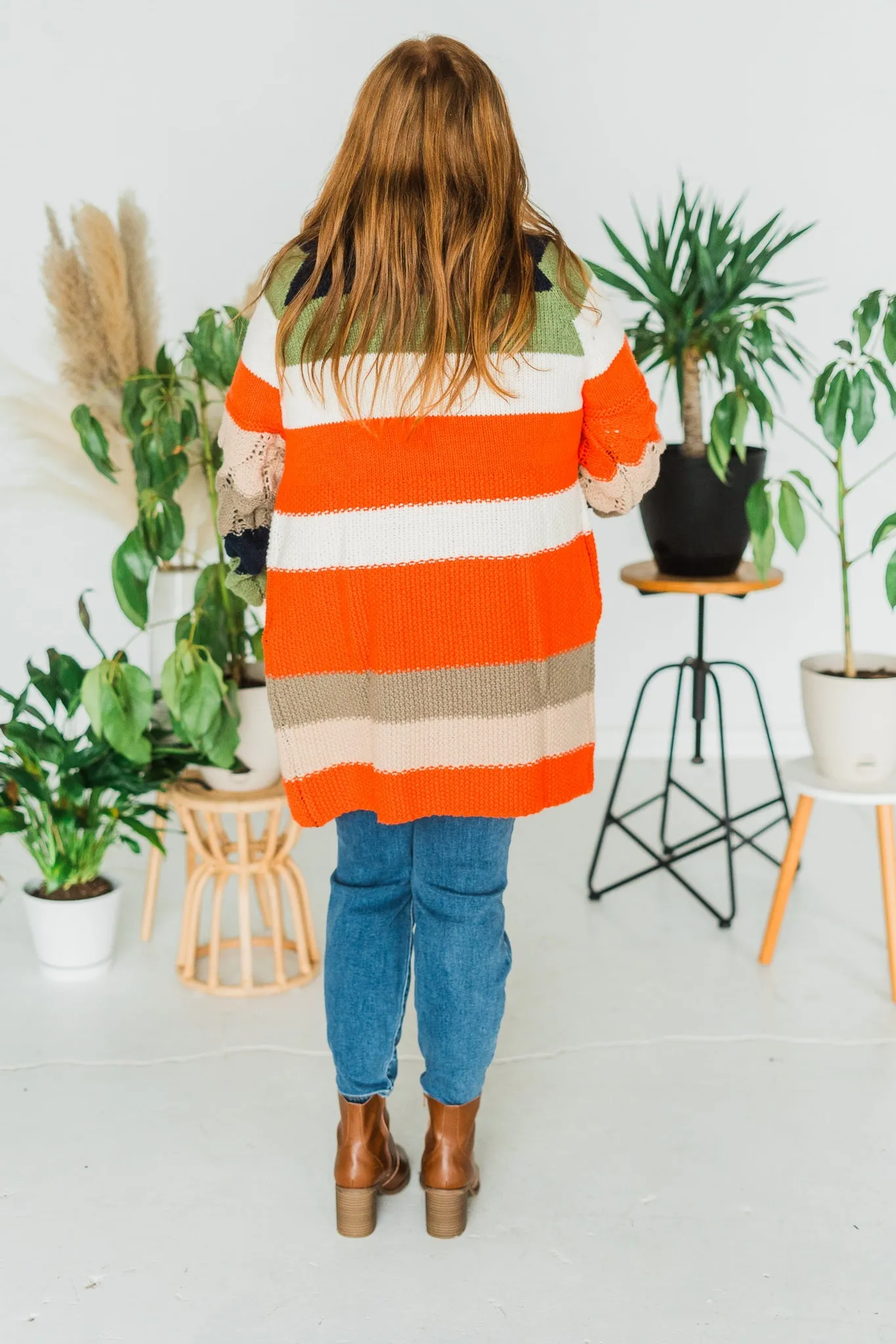 Chunky Color Block Knit Cardigan