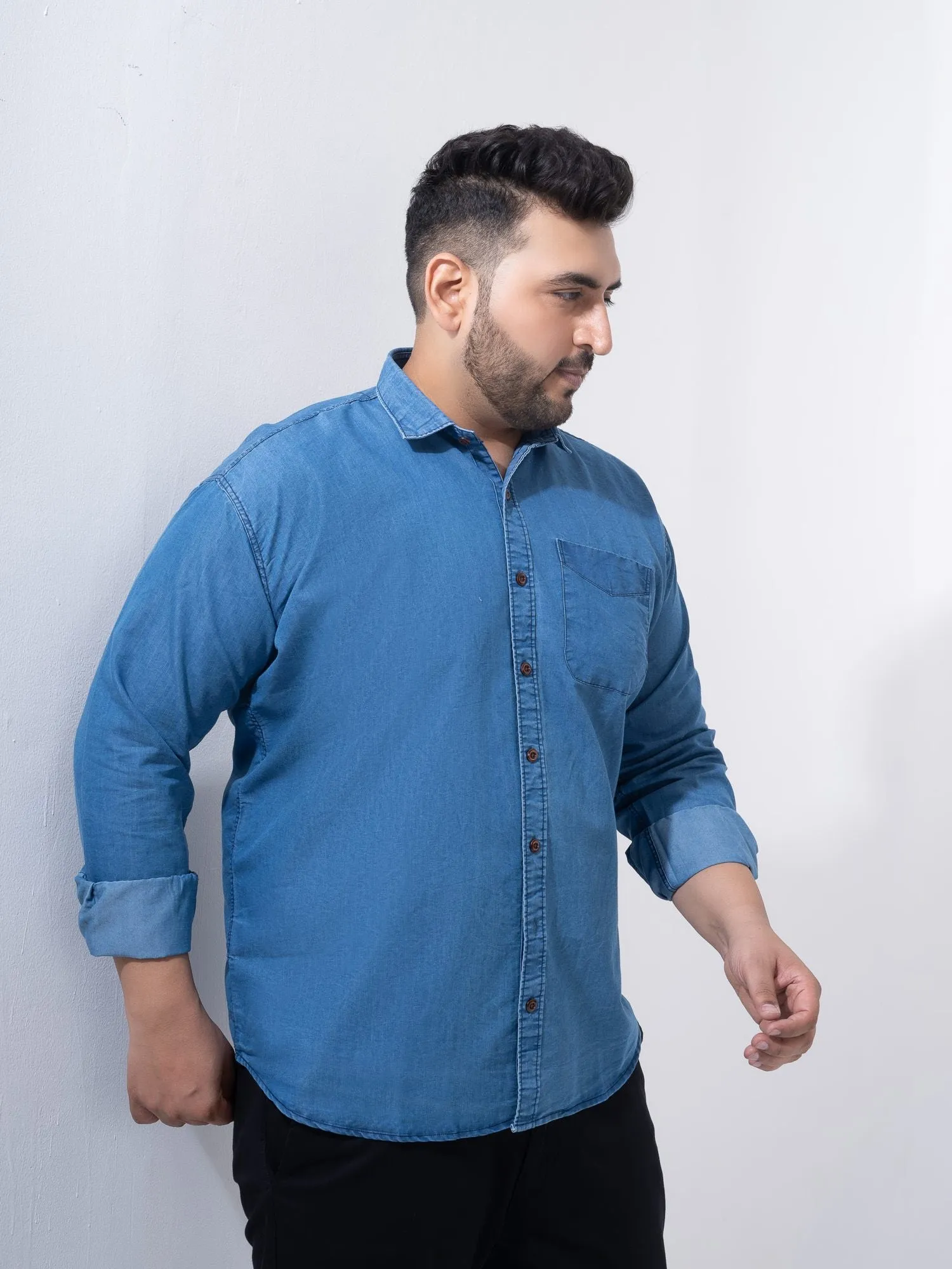 Classic Denim Cotton Plus Size Shirt