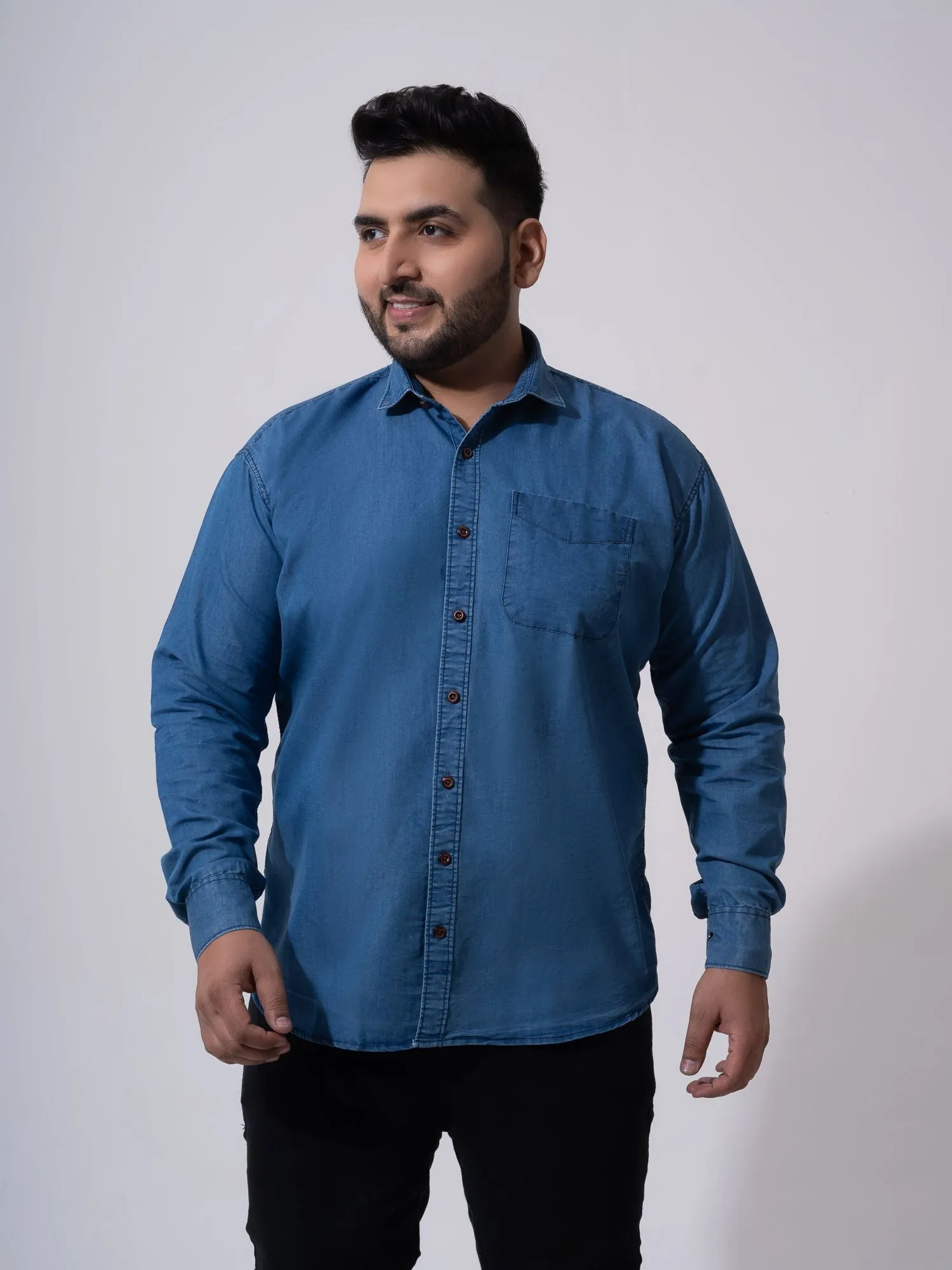 Classic Denim Cotton Plus Size Shirt