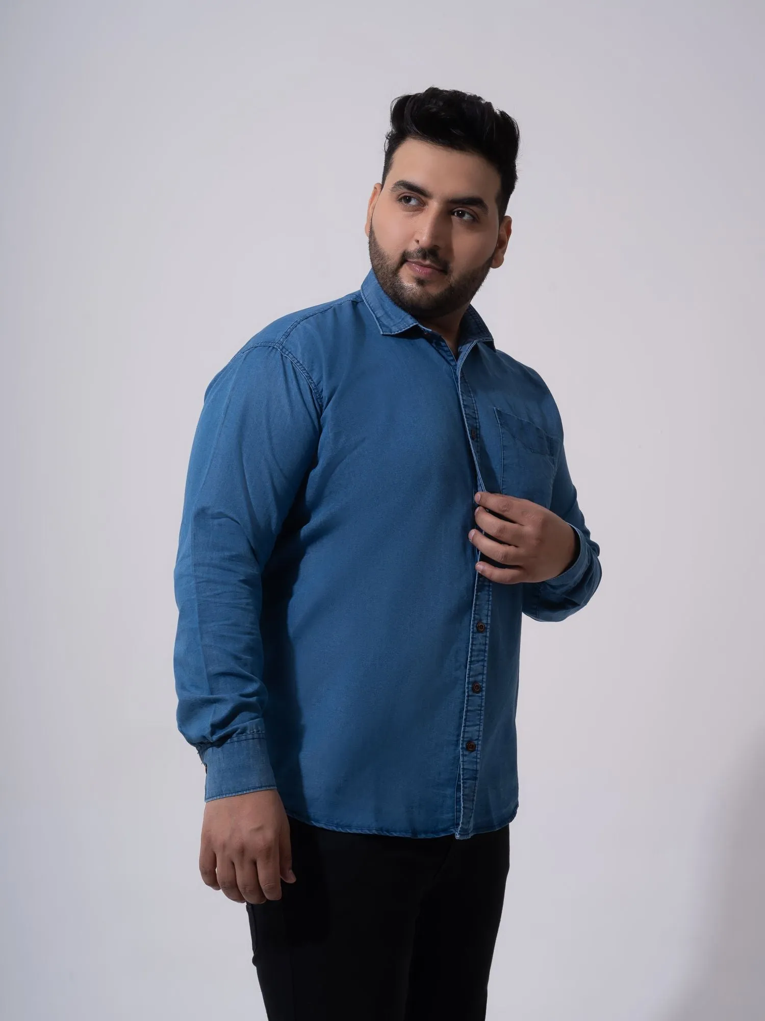 Classic Denim Cotton Plus Size Shirt