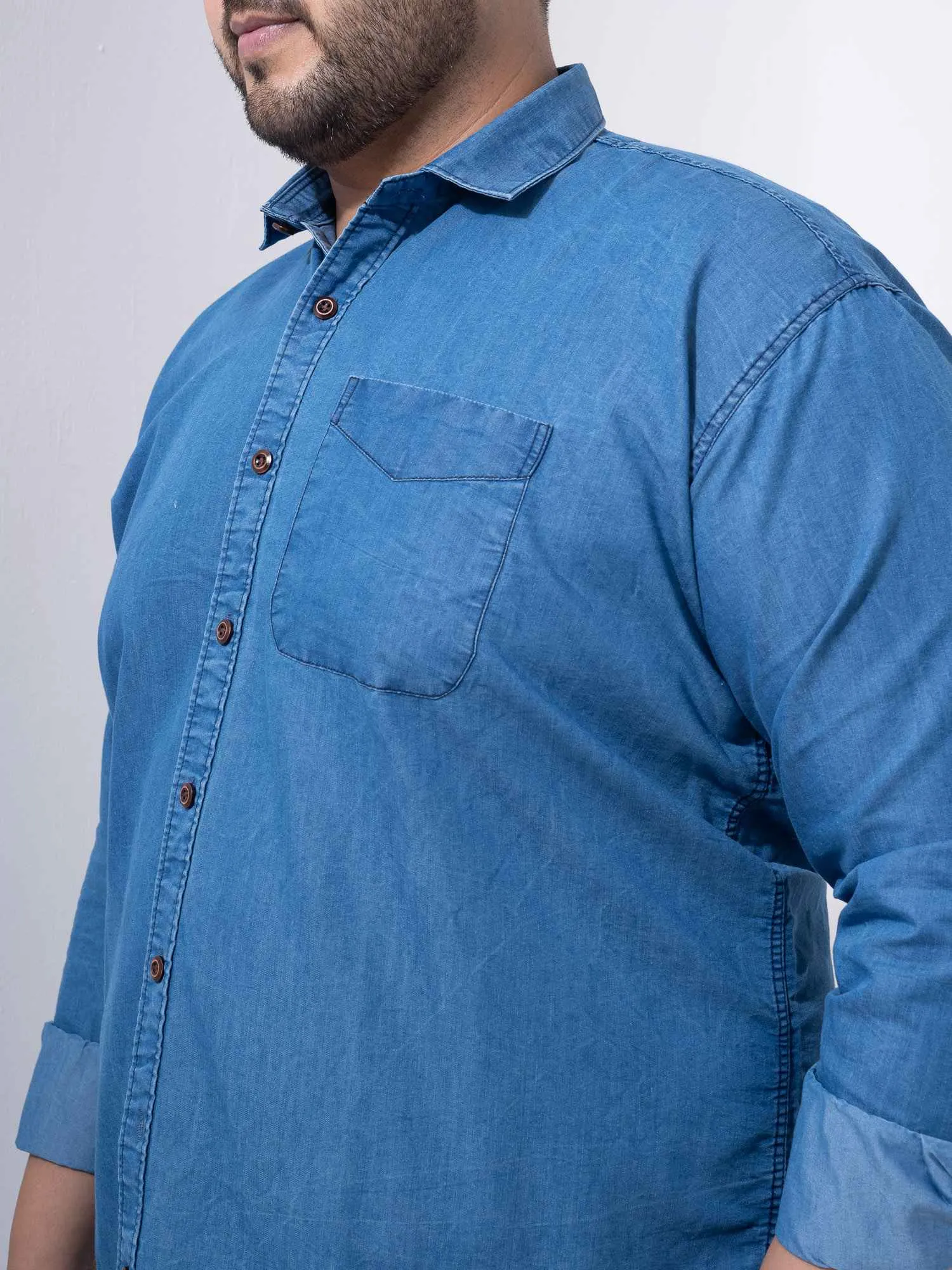 Classic Denim Cotton Plus Size Shirt