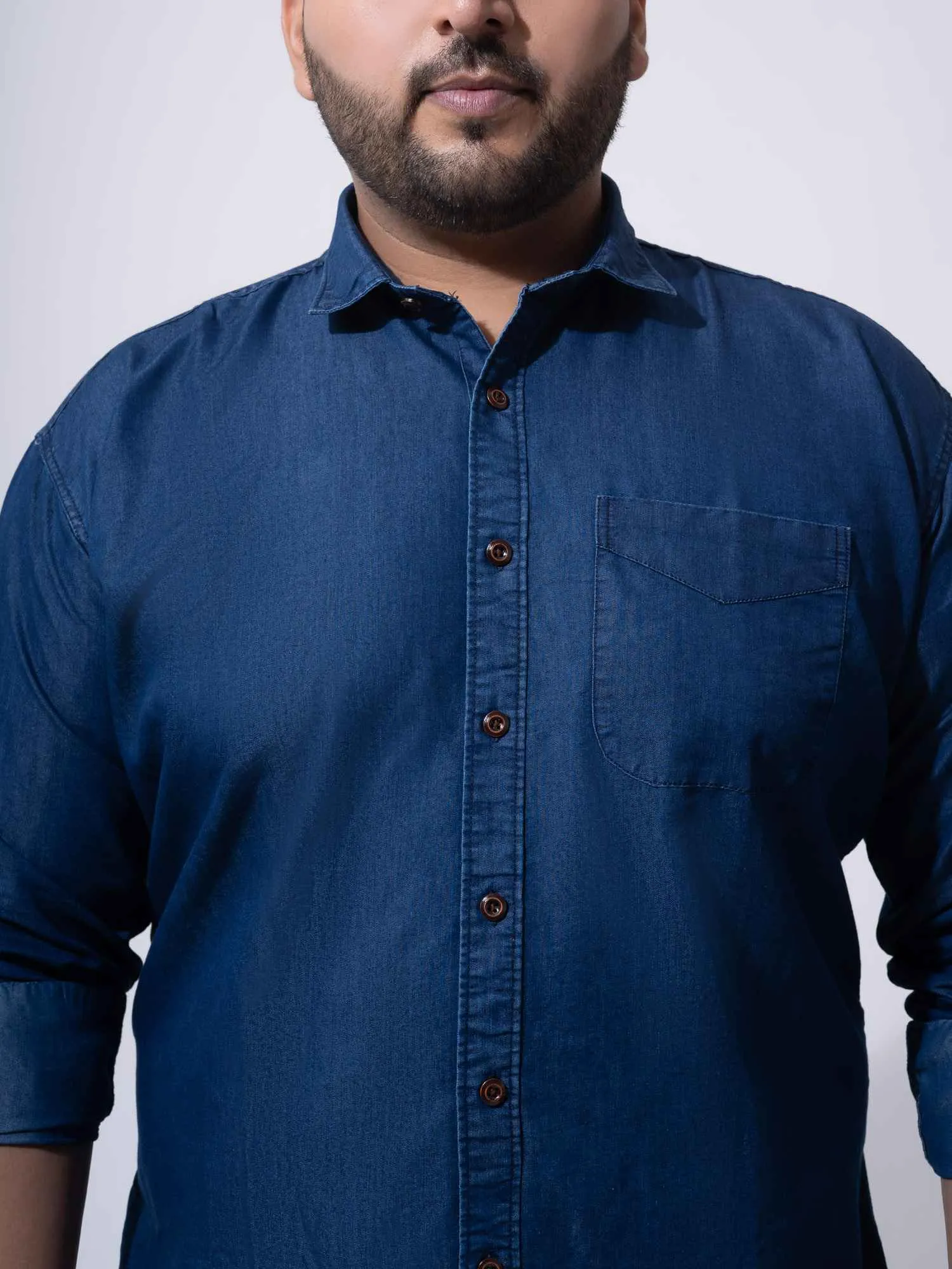 Classic Denim Cotton Plus Size Shirt