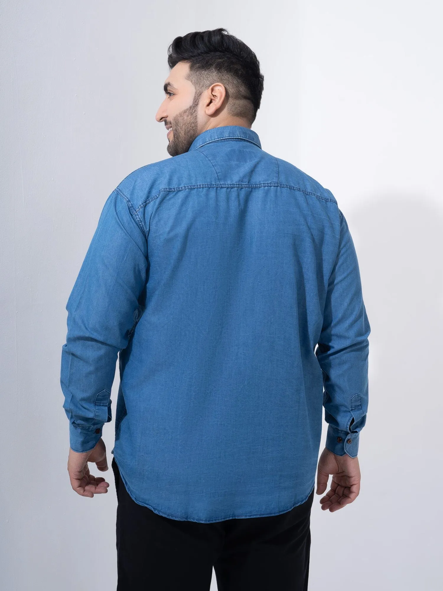 Classic Denim Cotton Plus Size Shirt