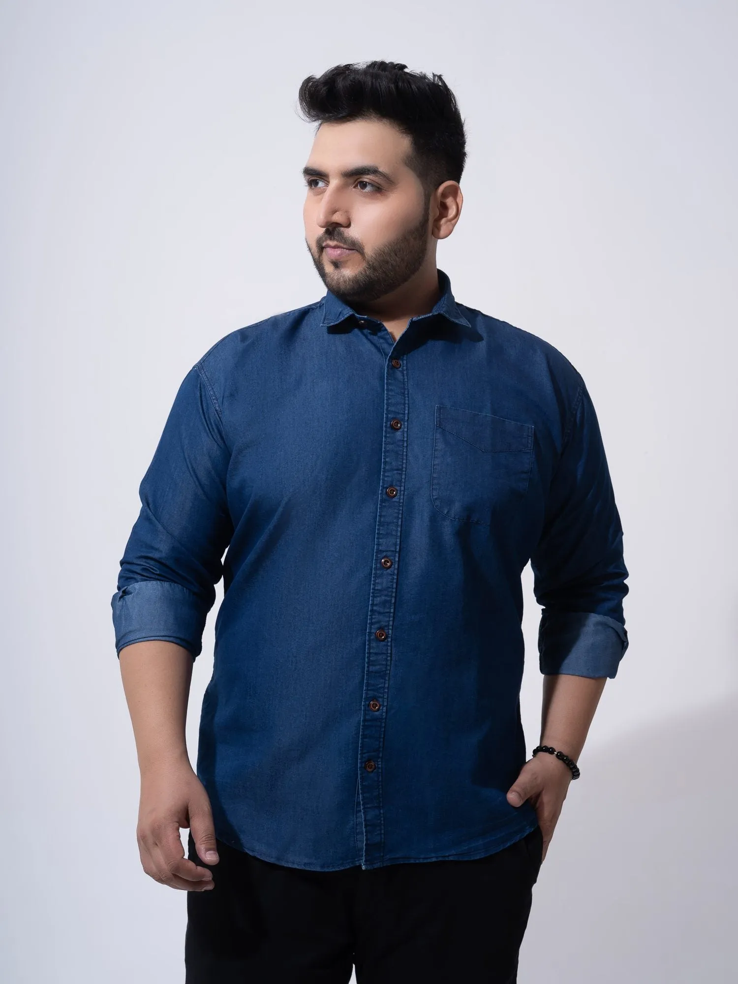 Classic Denim Cotton Plus Size Shirt