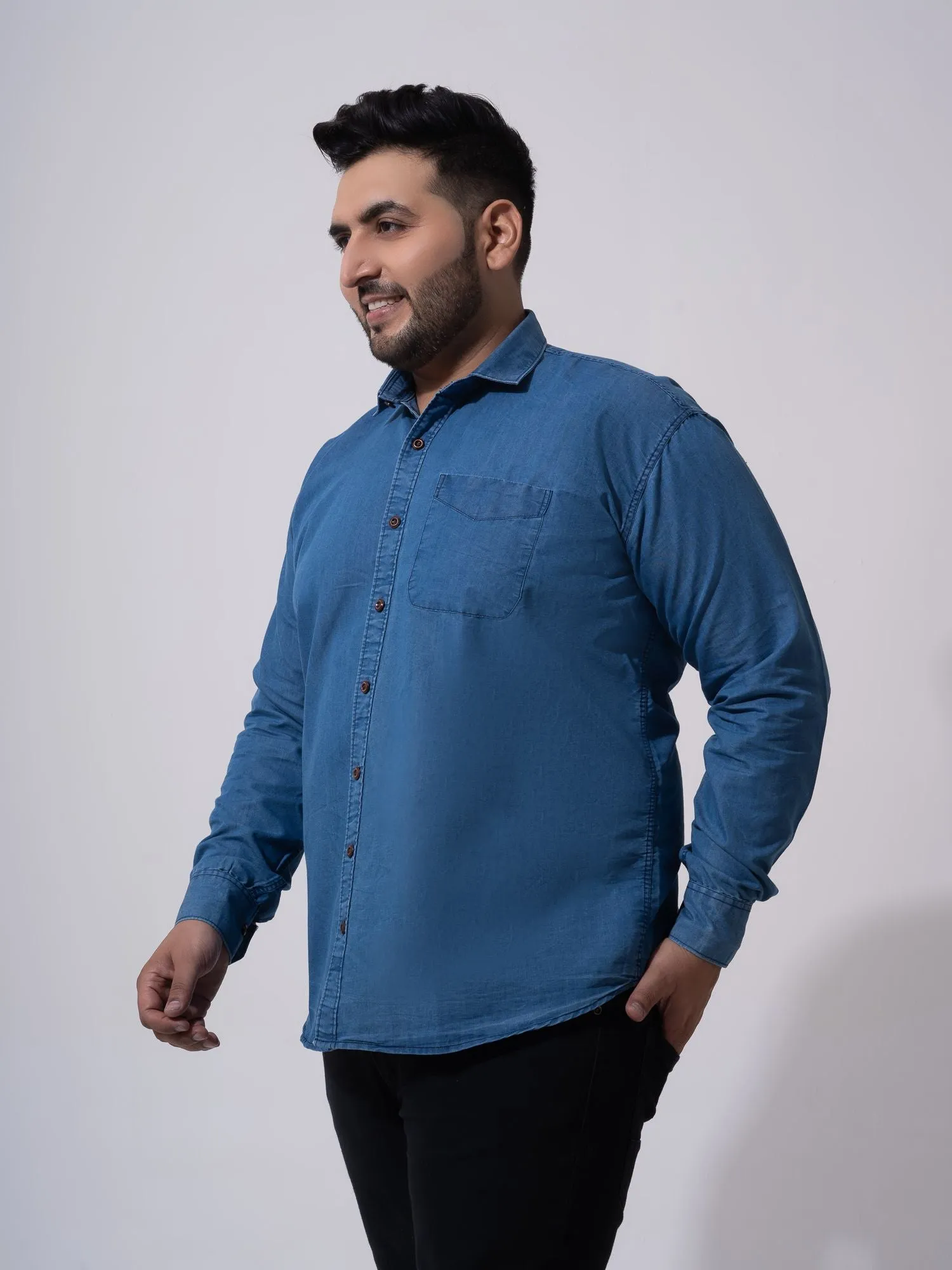 Classic Denim Cotton Plus Size Shirt