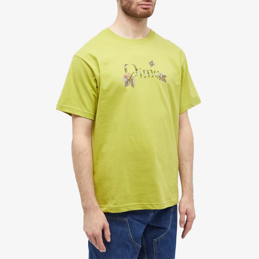 Classic T-shirt Dime with leaves, olive