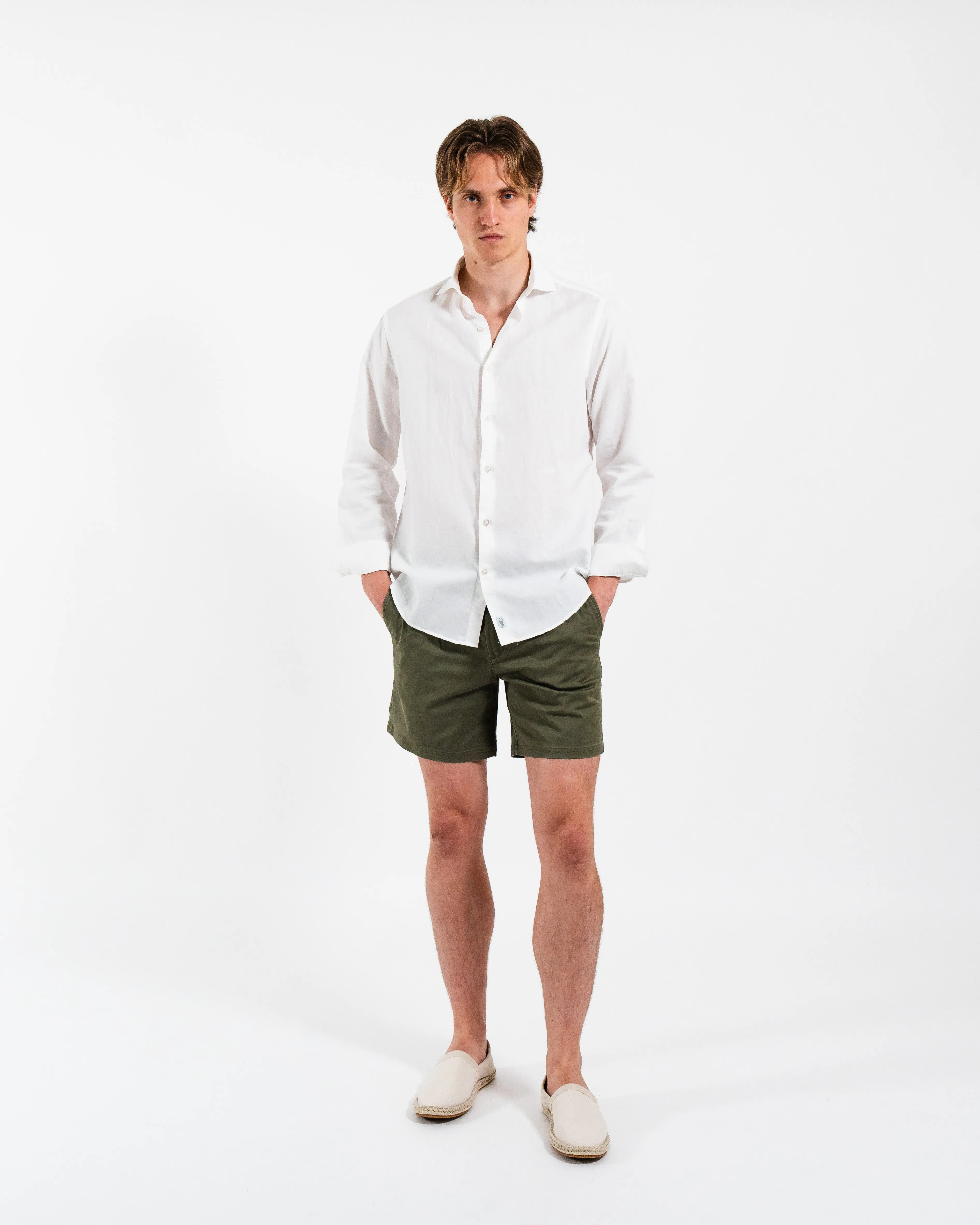 Classic White Linen-Blend Shirt