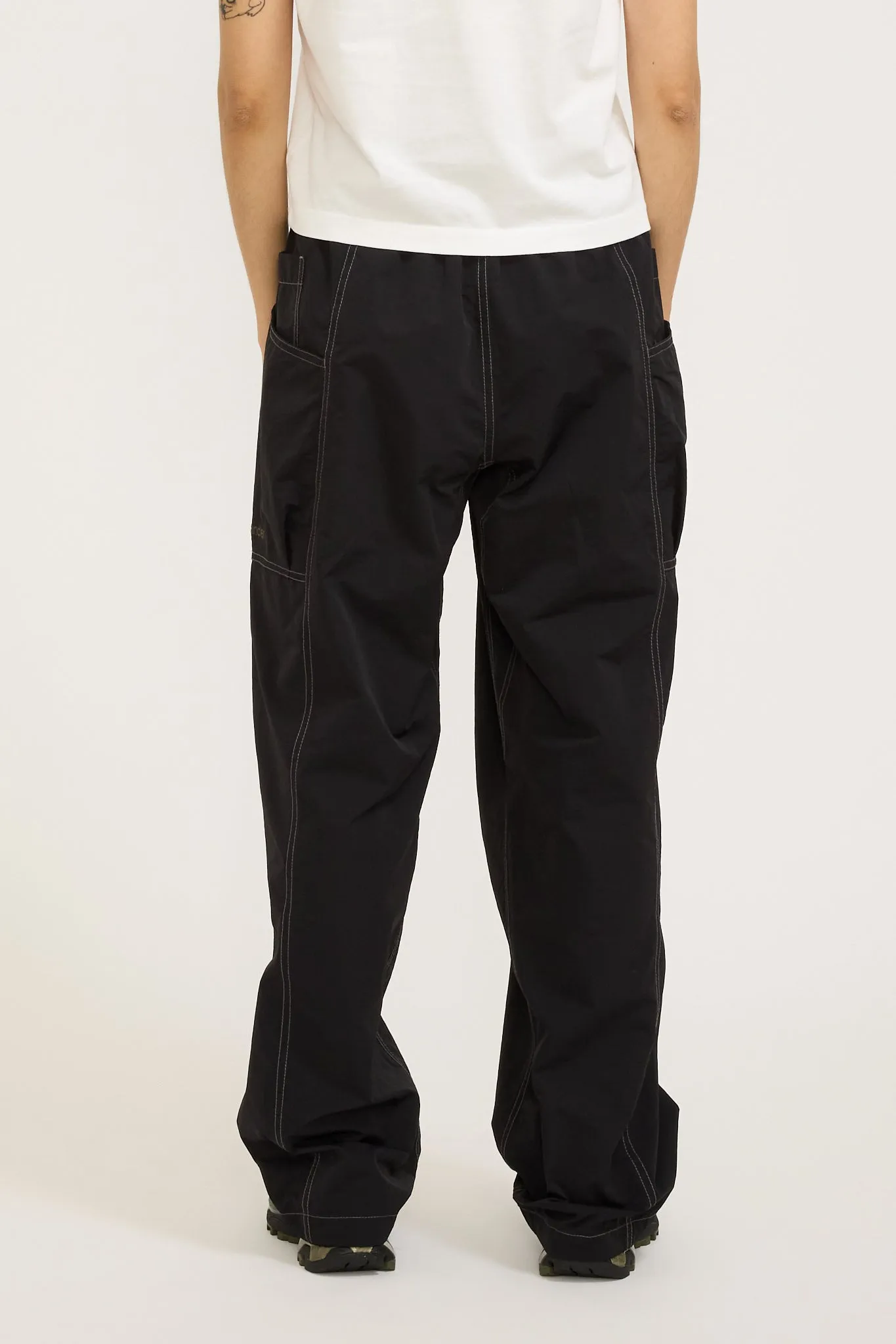 Crinkled Nylon Pants Black Womens