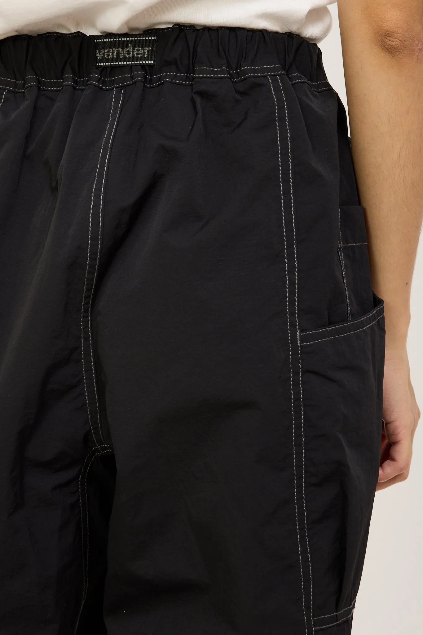 Crinkled Nylon Pants Black Womens