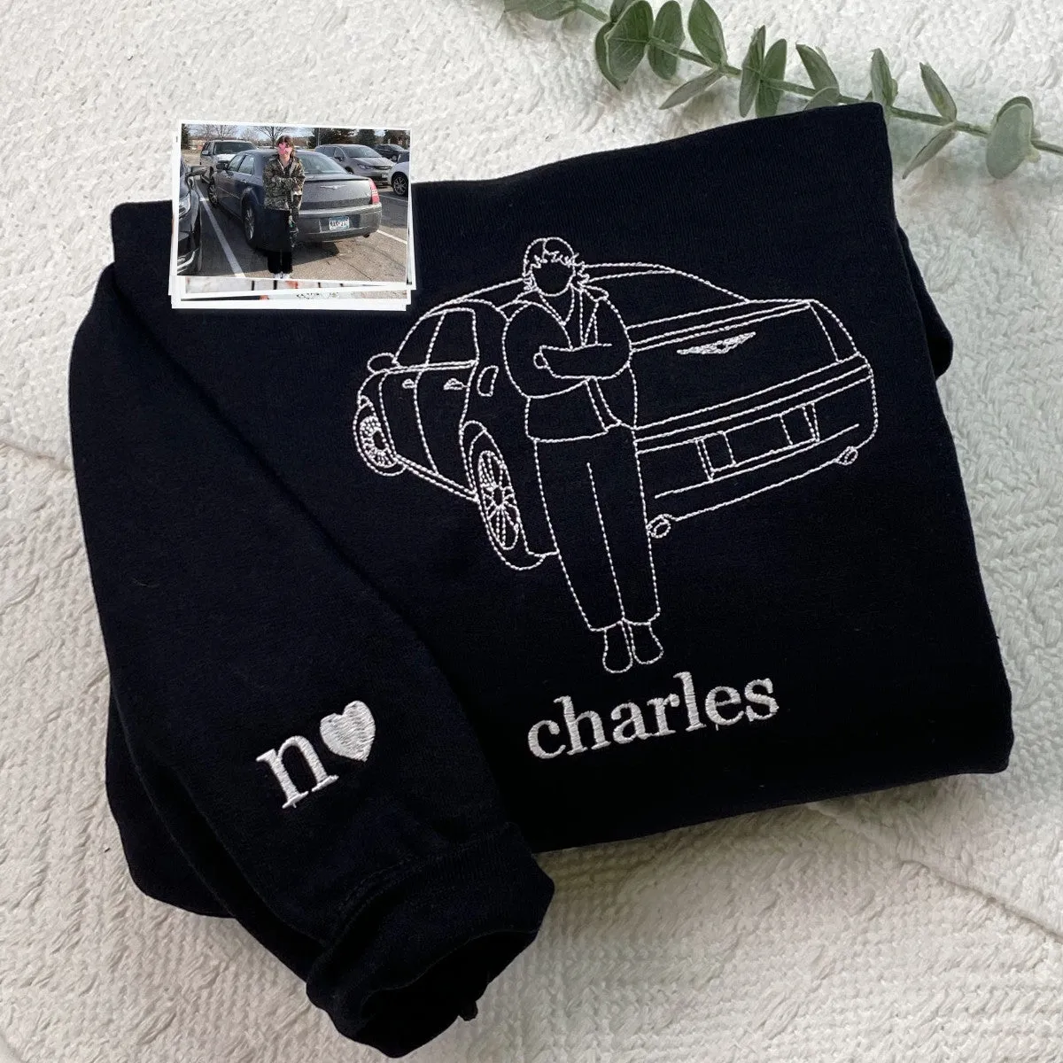 Custom Car from Photo, Embroidered Sweatshirt, Hoodie, Car Guy Gifts