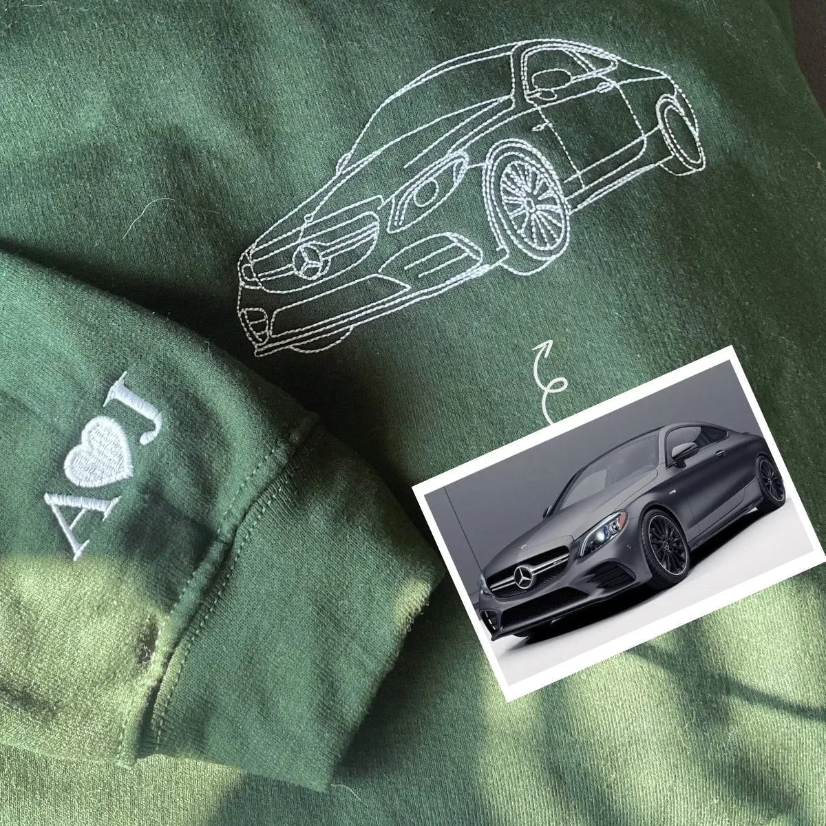 Custom Car from Photo, Embroidered Sweatshirt, Hoodie, Car Guy Gifts