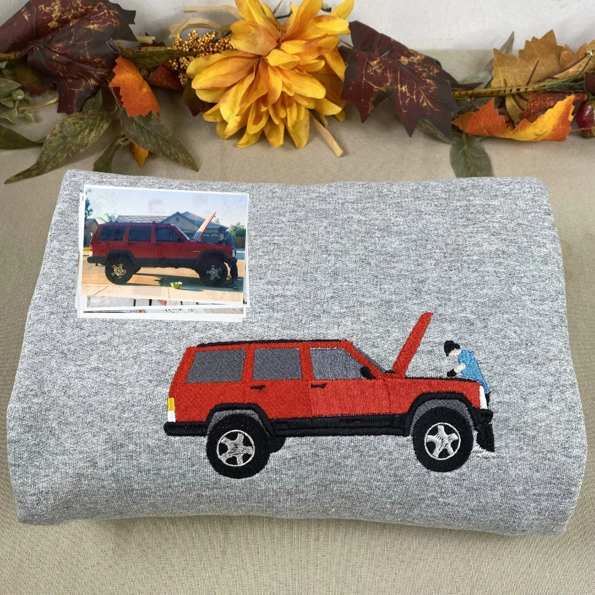 Custom Car from Photo, Embroidered Sweatshirt, Hoodie, Car Guy Gifts