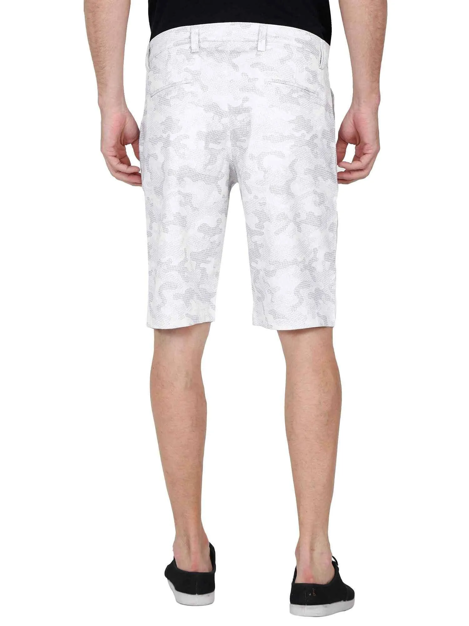 Elijaj Men White Camouflage Printed Shorts