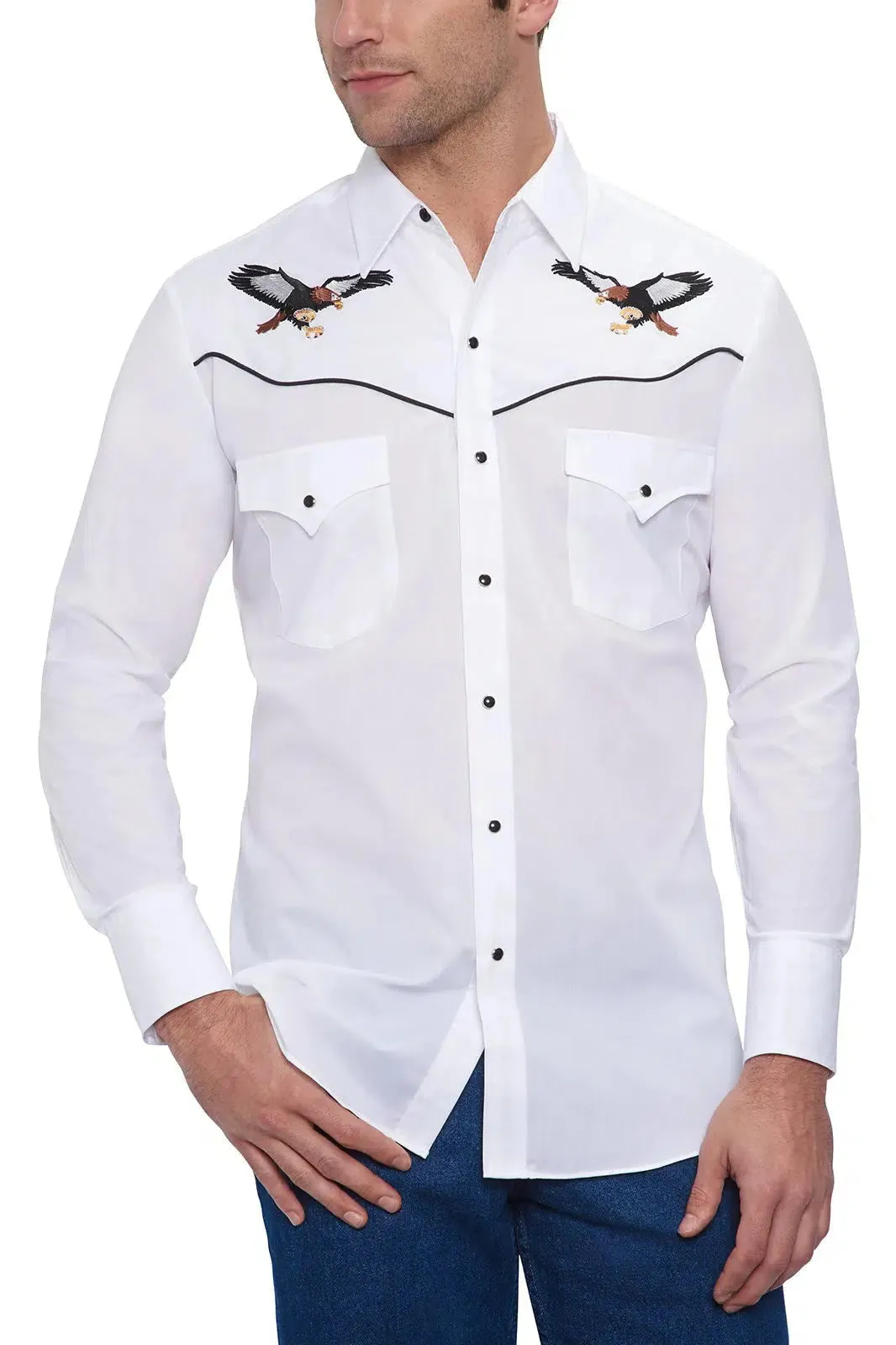 ELY Mens Embroidered Eagle Western Shirt