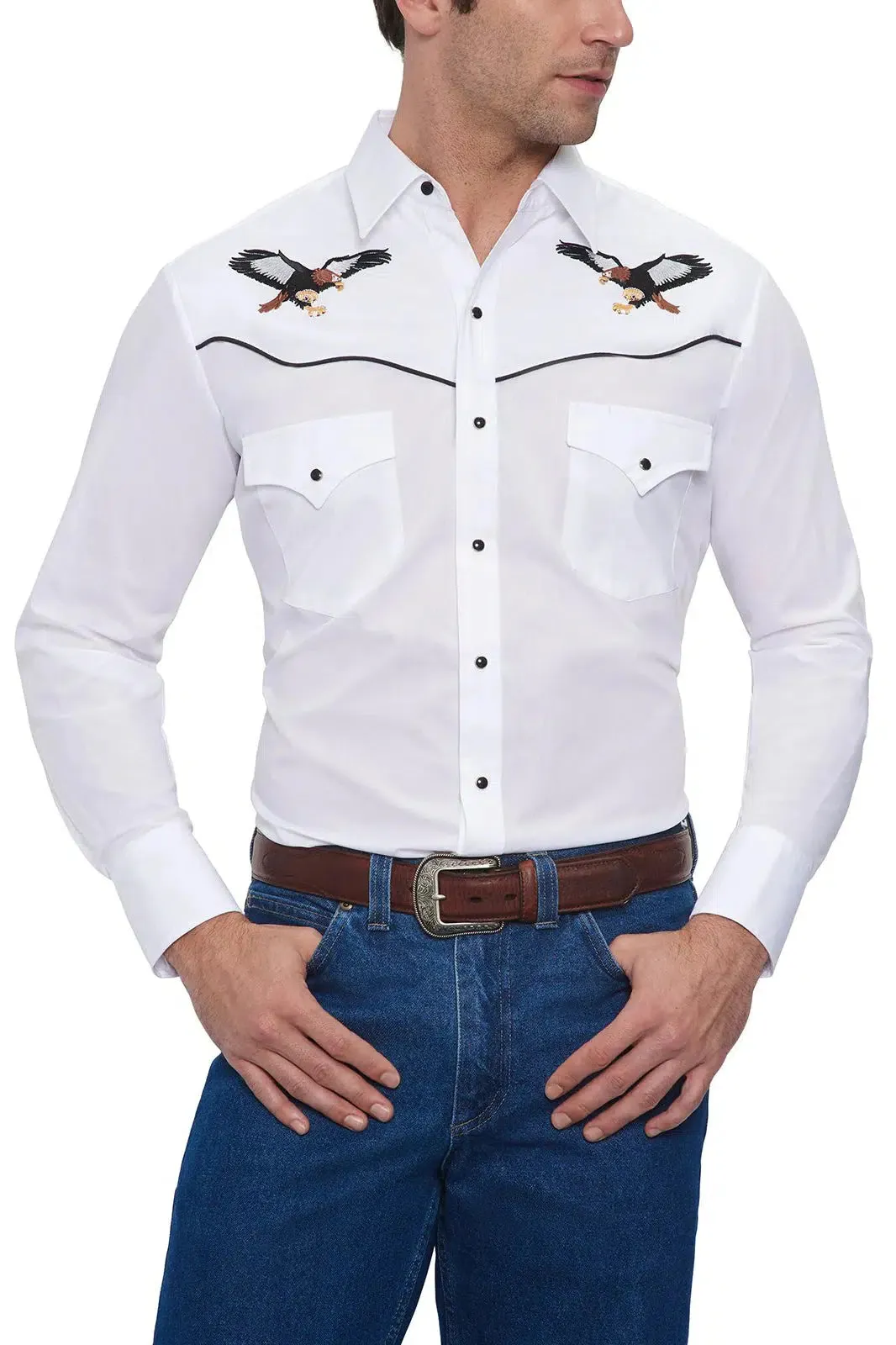 ELY Mens Embroidered Eagle Western Shirt