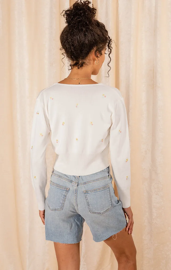 Felicity Cropped Cardigan White