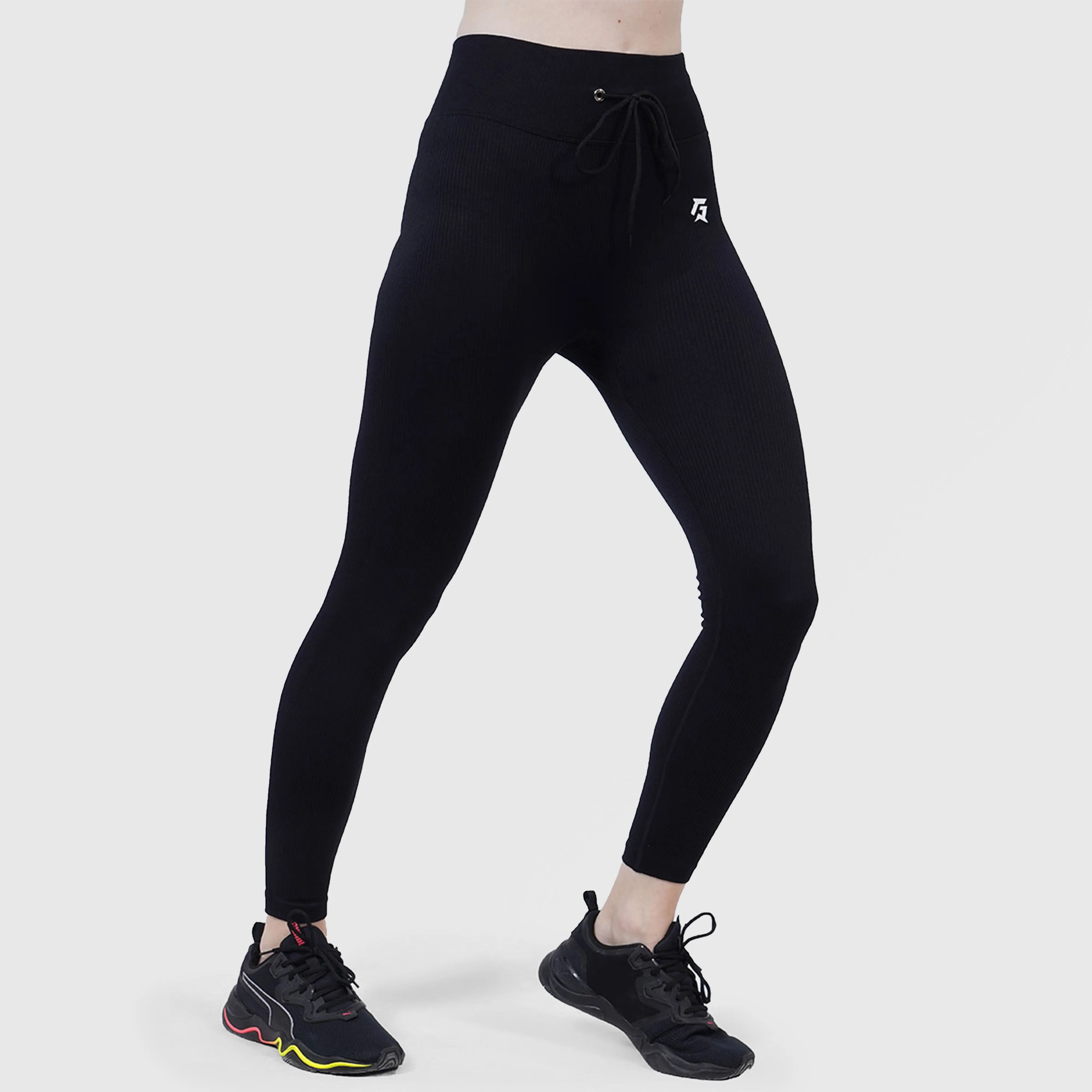 Fitness Ribbed Leggings (Black)