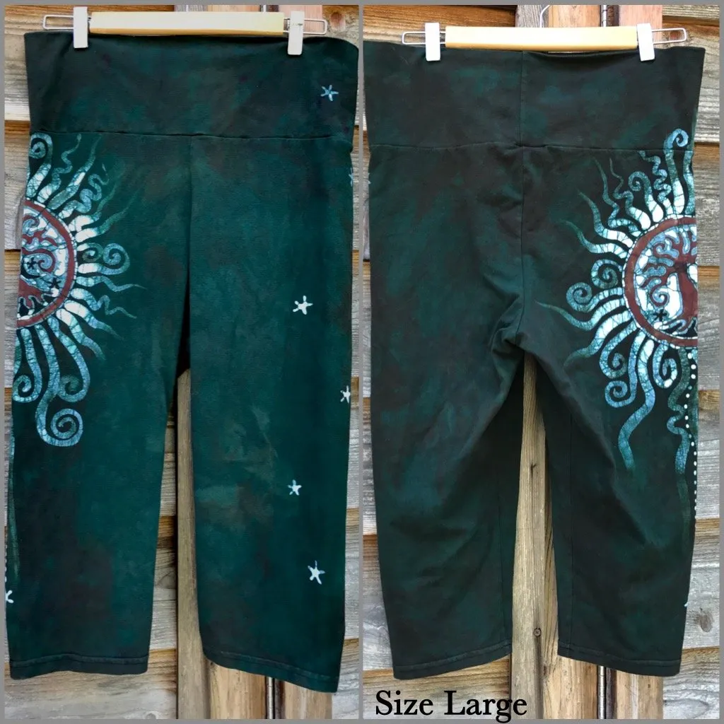 Forest Green Tree Batik CAPRI Pants