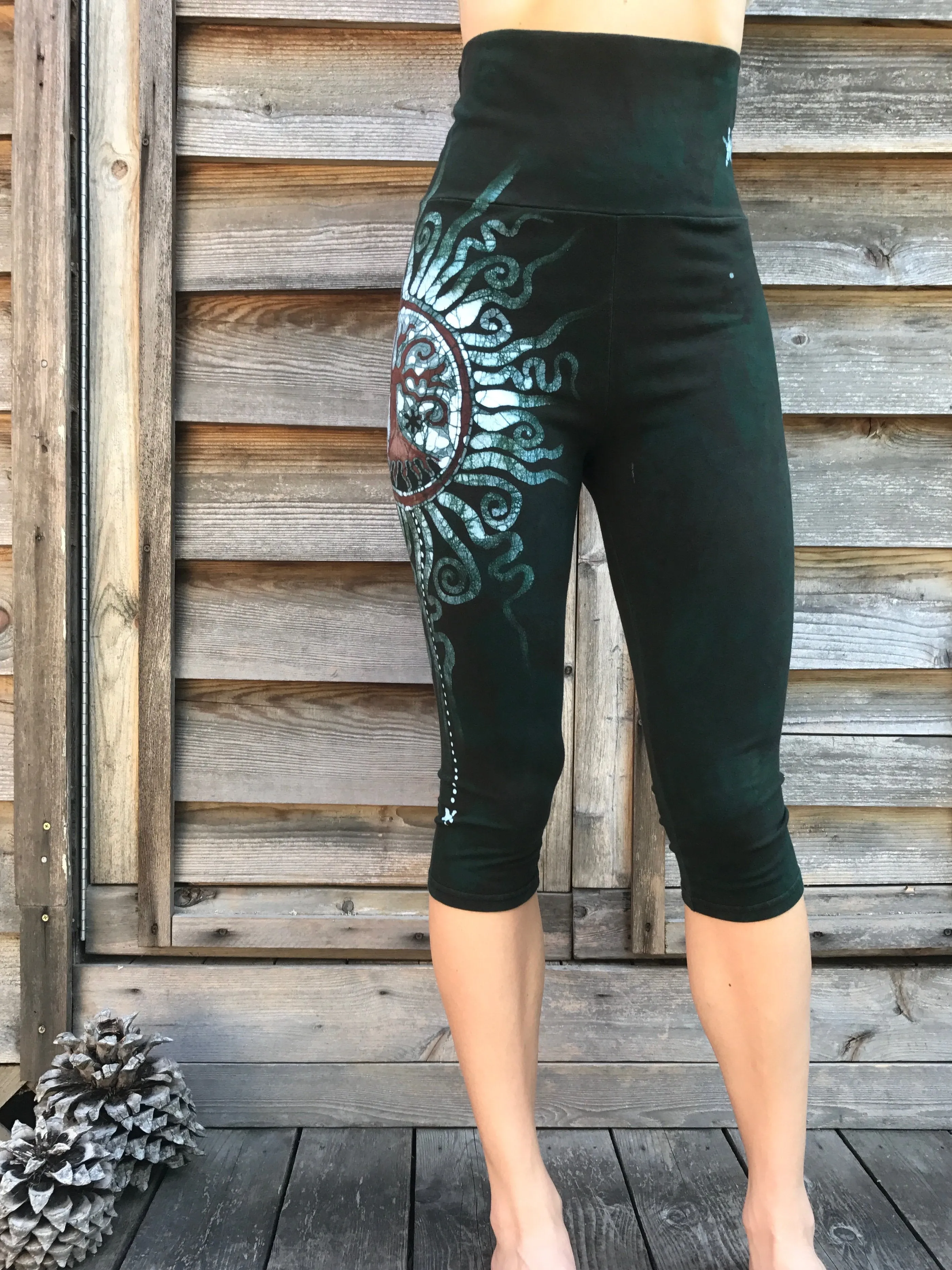 Forest Green Tree Batik CAPRI Pants