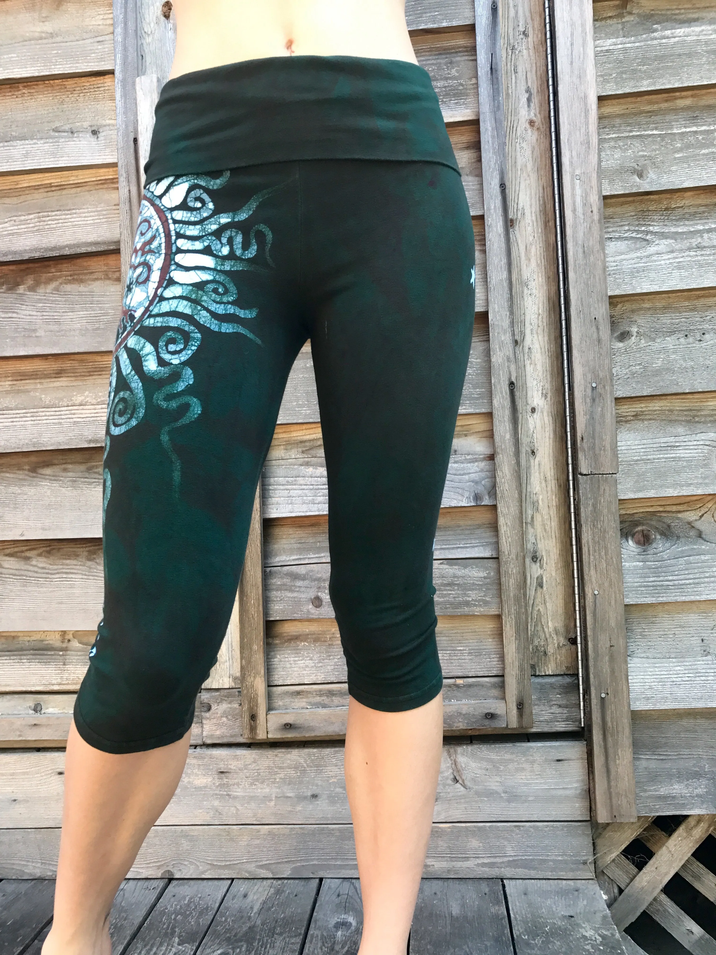 Forest Green Tree Batik CAPRI Pants