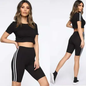 Glow Chic's Striped Two-Piece Sportswear